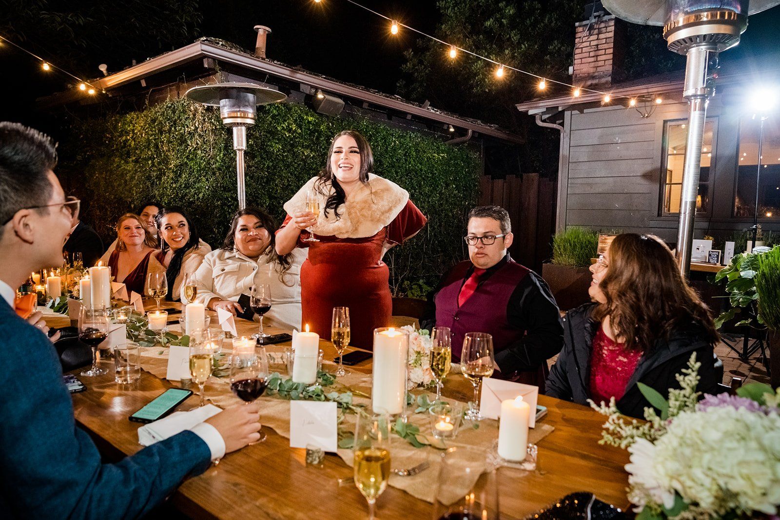 redwoods micro wedding at glen oaks big sur, Dinner on the Back Patio