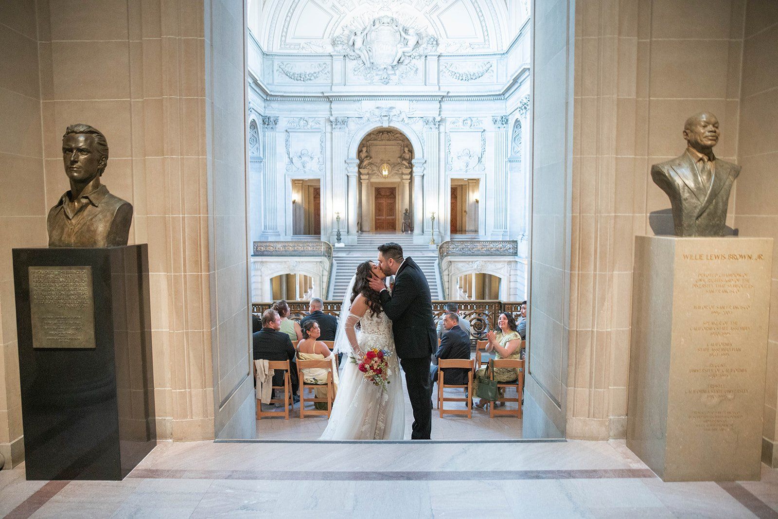 private oceanfront reception at the beach chalet, Married Under the Rotunda at City Hall