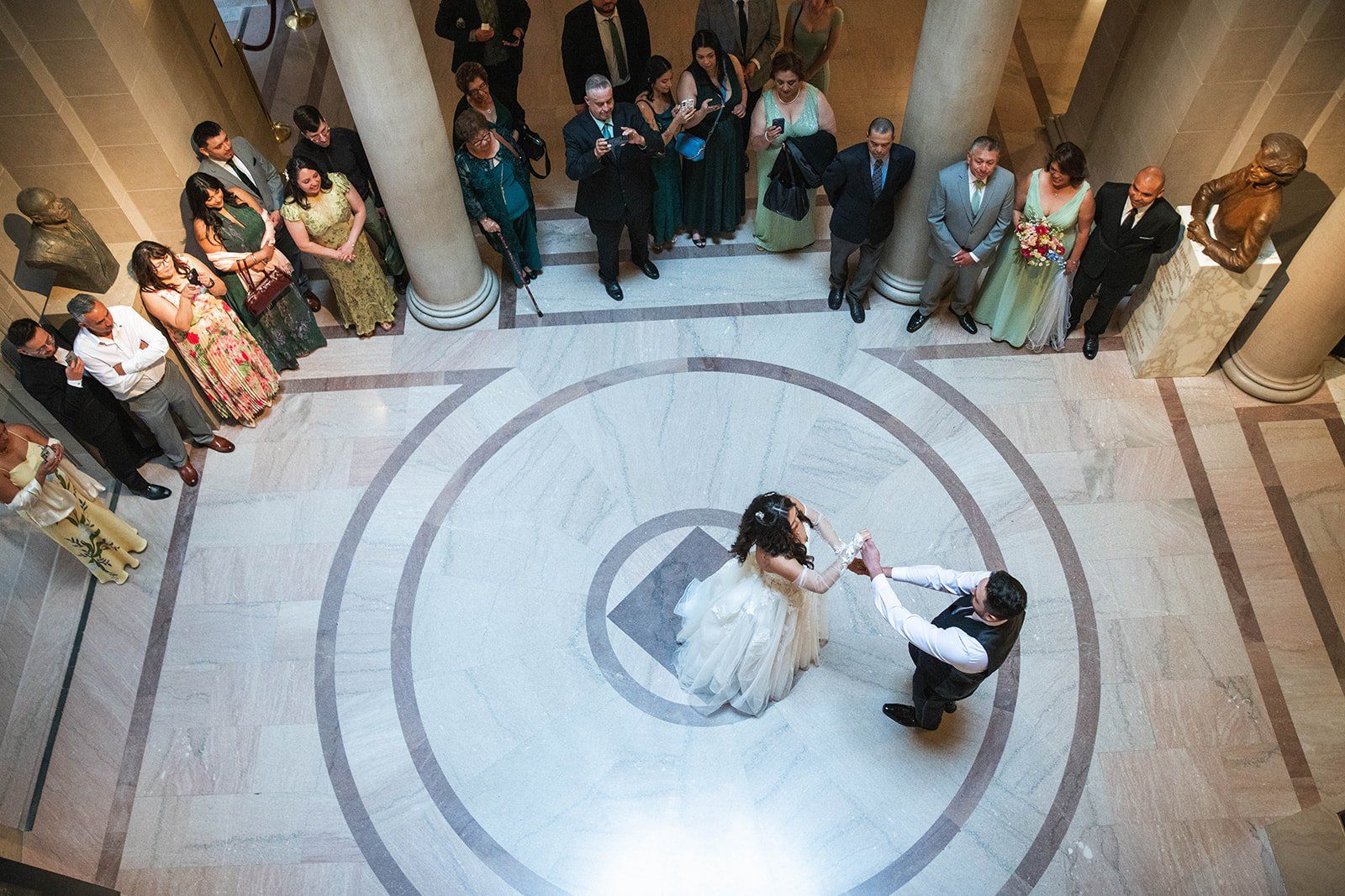 private oceanfront reception at the beach chalet, A First Dance on the Marble, Then Portraits