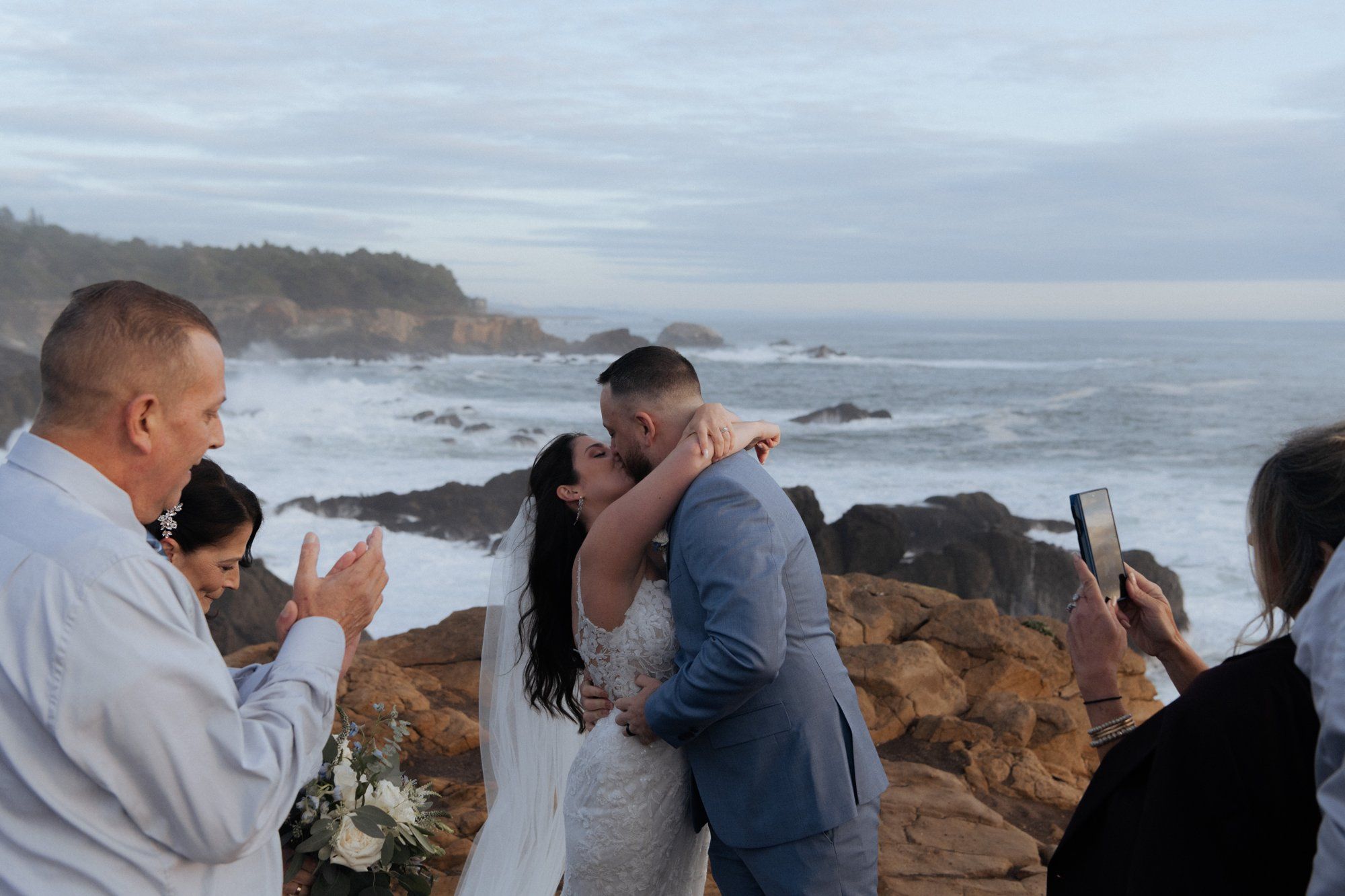 halloween cliffside elopement in jenner, A Cliff Ceremony Above the Pacific in Jenner