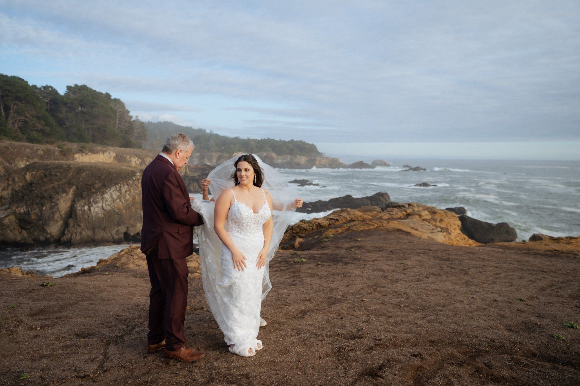 halloween cliffside elopement in jenner, Getting Ready for a Halloween Jenner Elopement