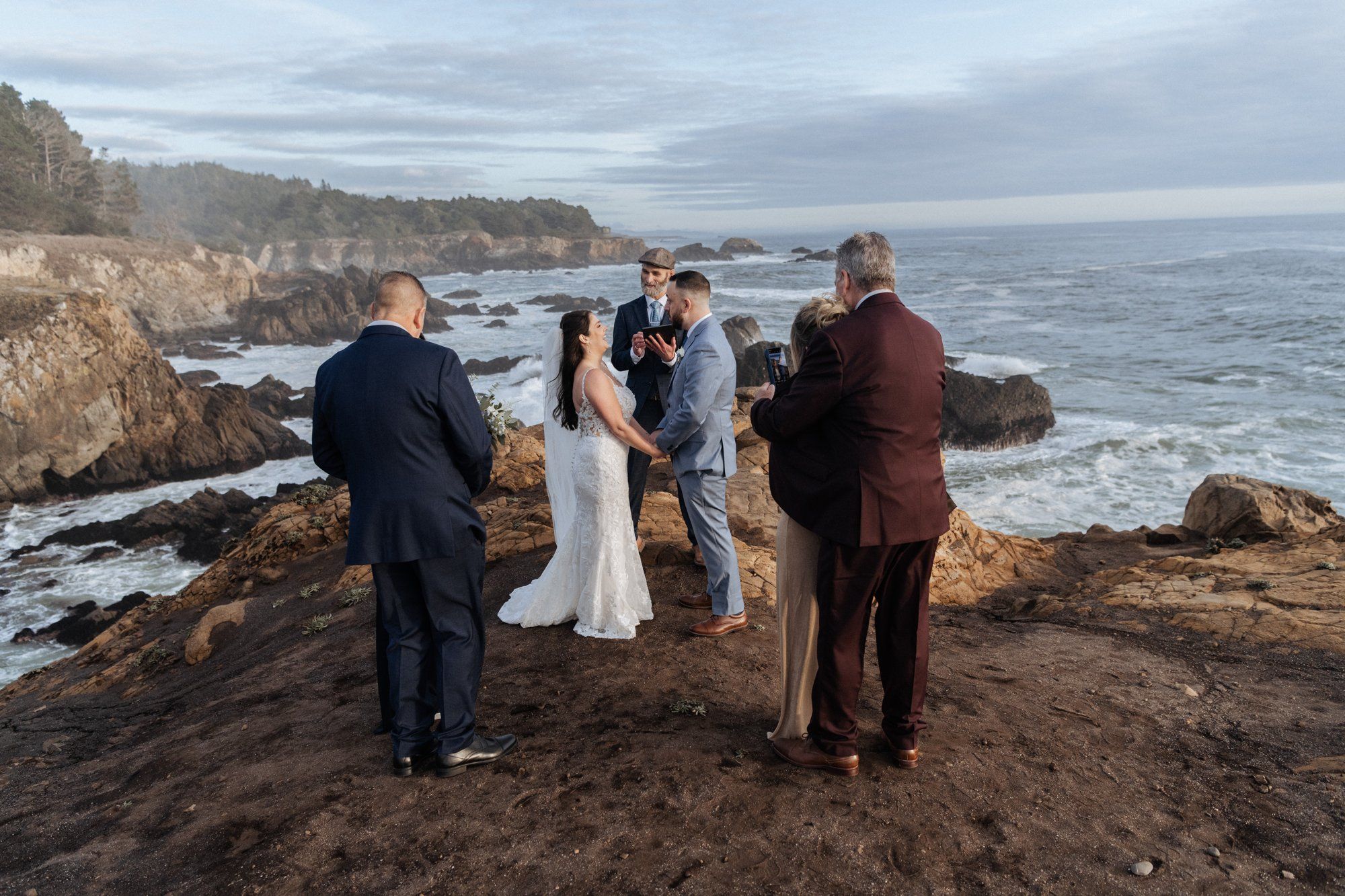 halloween cliffside elopement in jenner, A Cliff Ceremony Above the Pacific in Jenner