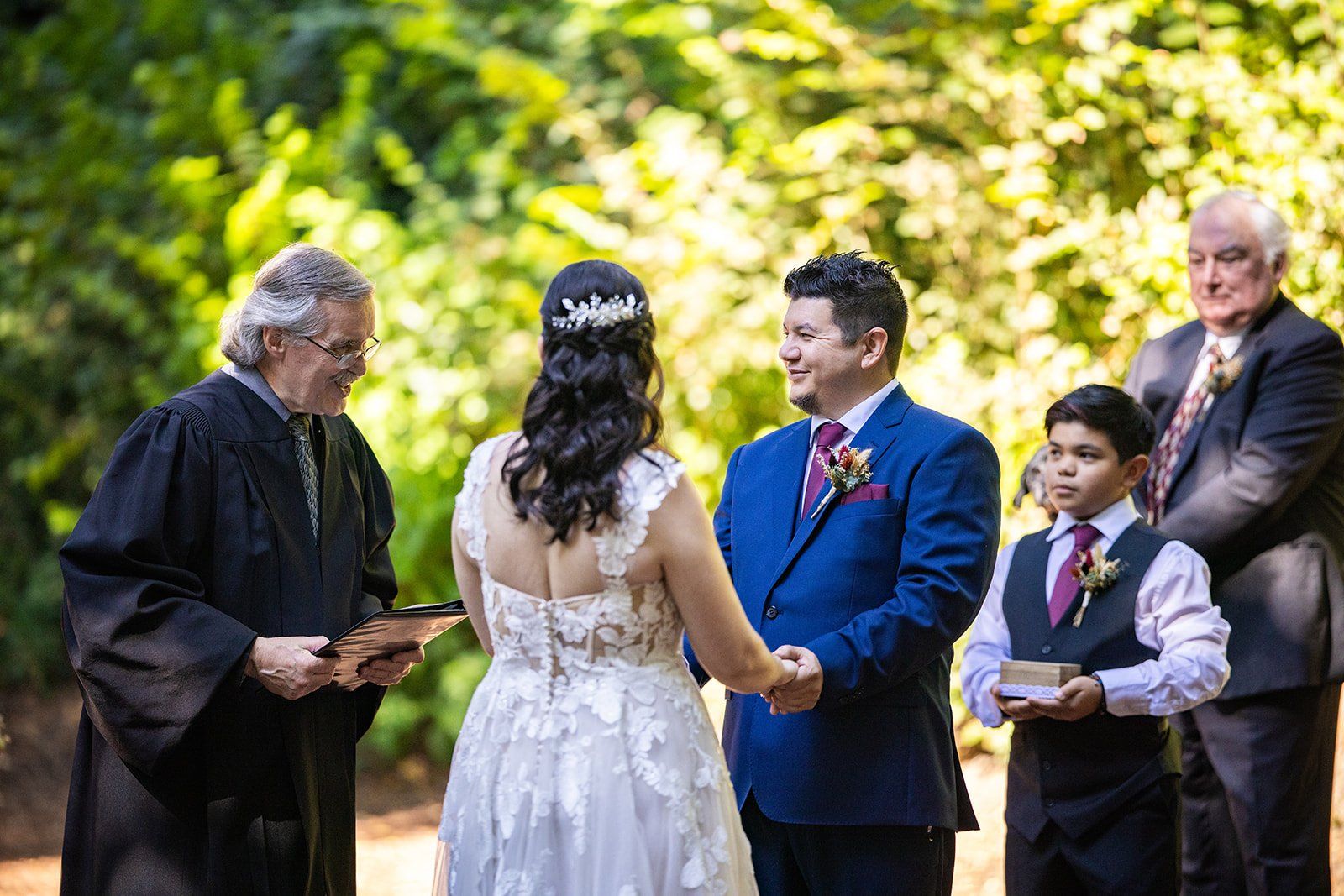 redwoods barn wedding at sand rock farm, Vows in the Redwood Grove