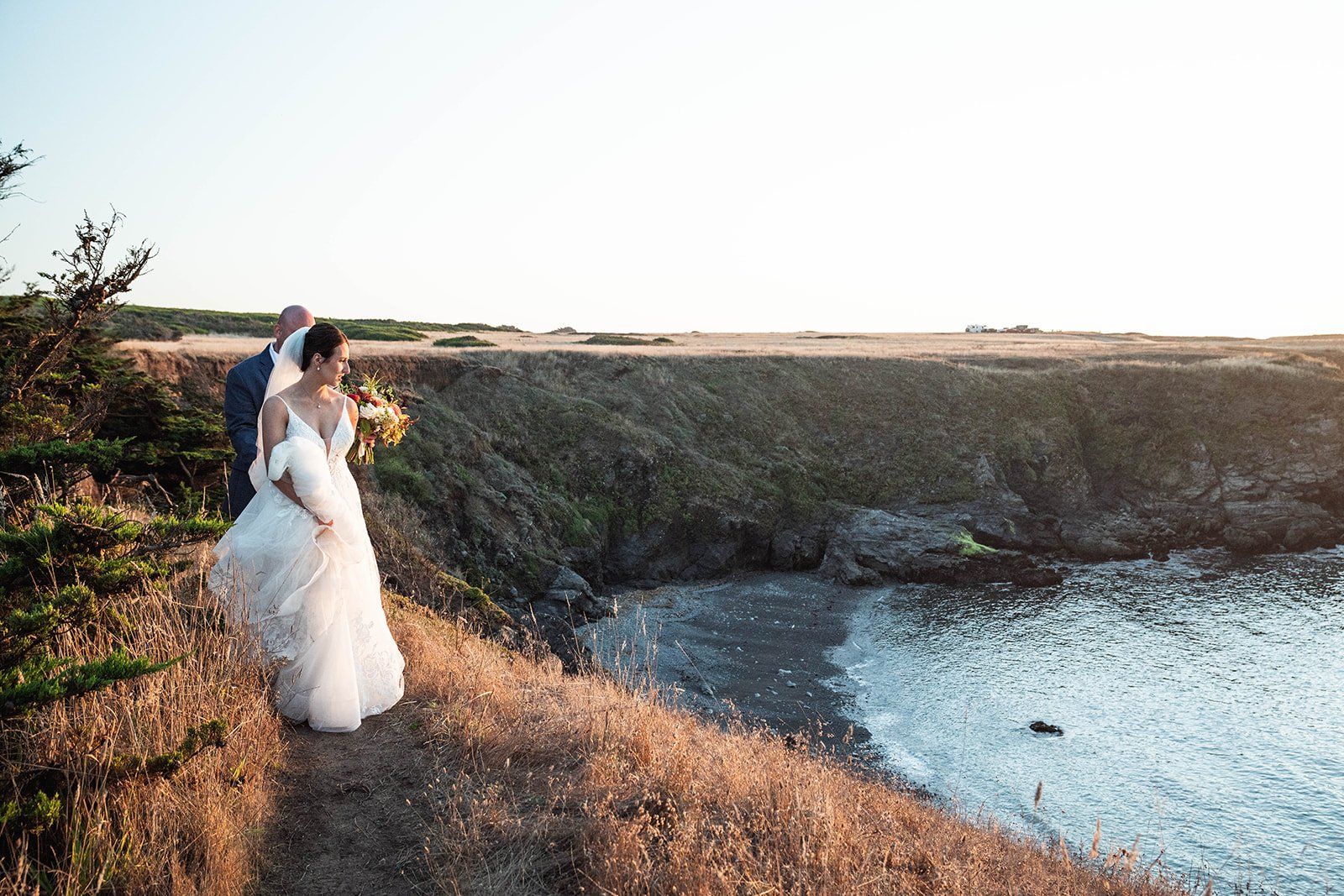 mendocino headlands cliff walk and italian dinner elopement, Portraits Along the Mendocino Headlands