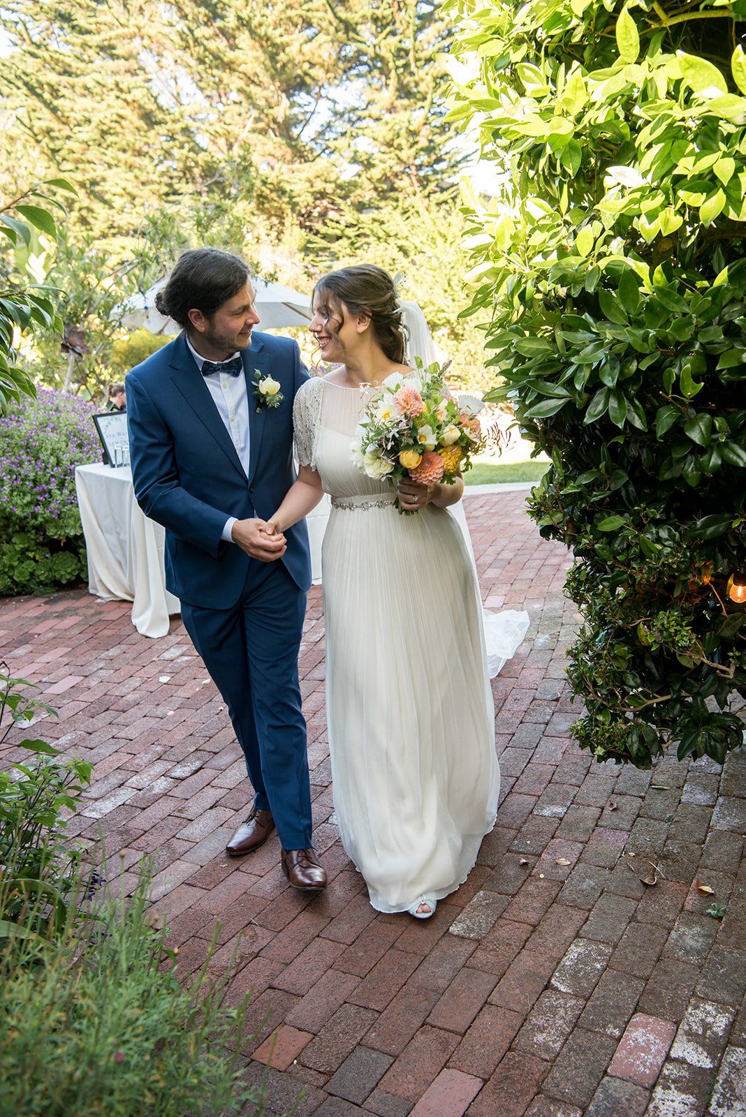 historic inn micro wedding at the old monterey inn, Family Portraits in the Gardens of a Historic Inn