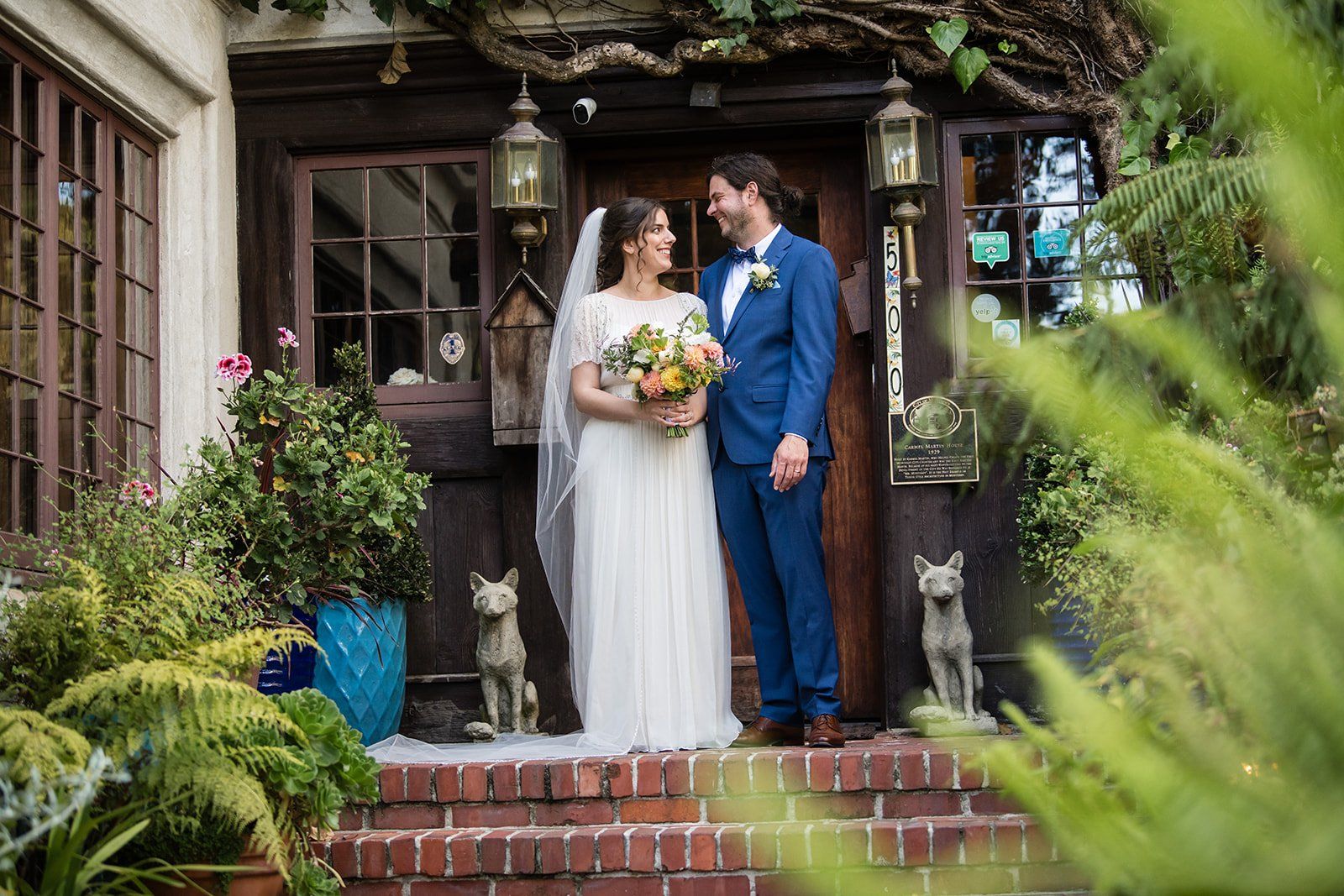 historic inn micro wedding at the old monterey inn, Family Portraits in the Gardens of a Historic Inn