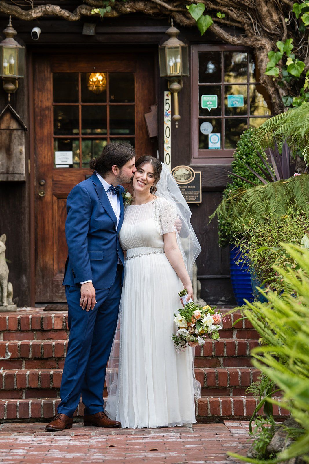 historic inn micro wedding at the old monterey inn, Family Portraits in the Gardens of a Historic Inn