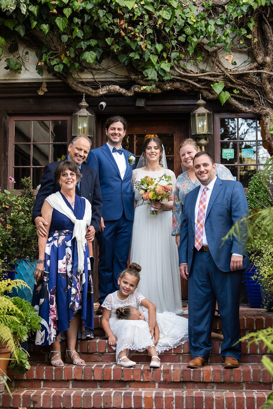 historic inn micro wedding at the old monterey inn, Family Portraits in the Gardens of a Historic Inn