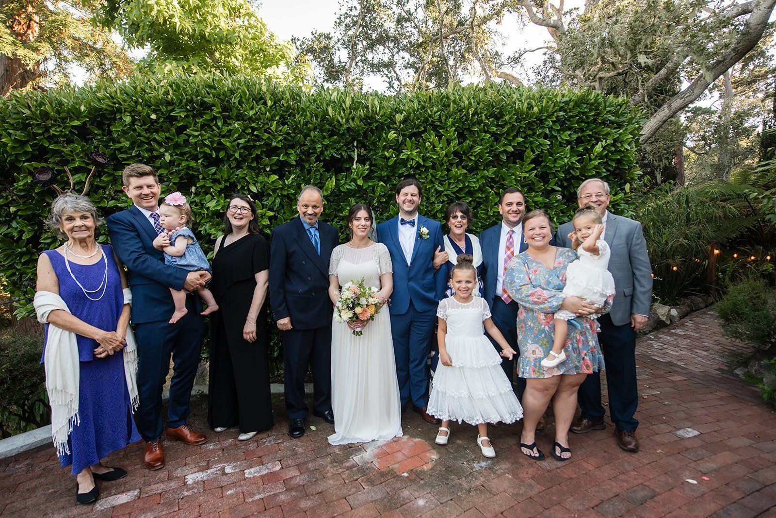 historic inn micro wedding at the old monterey inn, Family Portraits in the Gardens of a Historic Inn