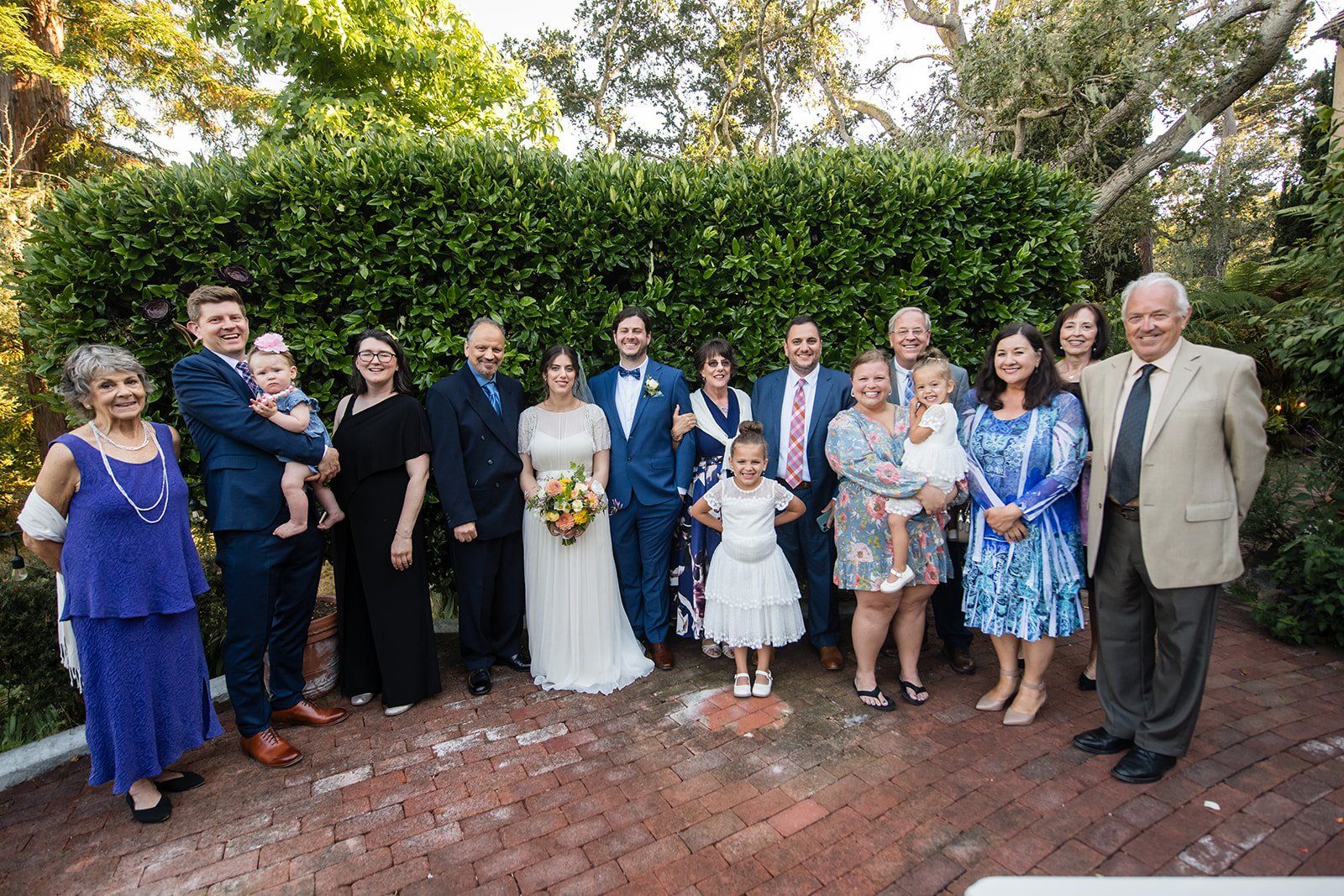 historic inn micro wedding at the old monterey inn, Family Portraits in the Gardens of a Historic Inn