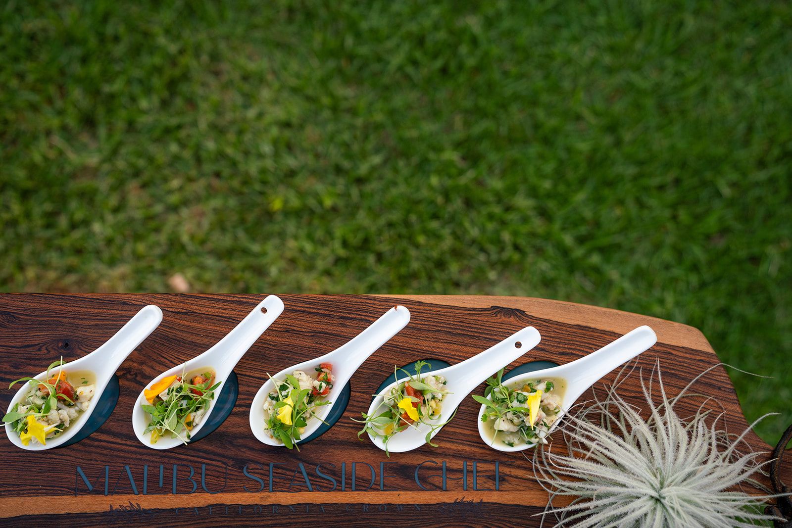 private estate micro wedding in Malibu, Dinner and String Lights by the Pool