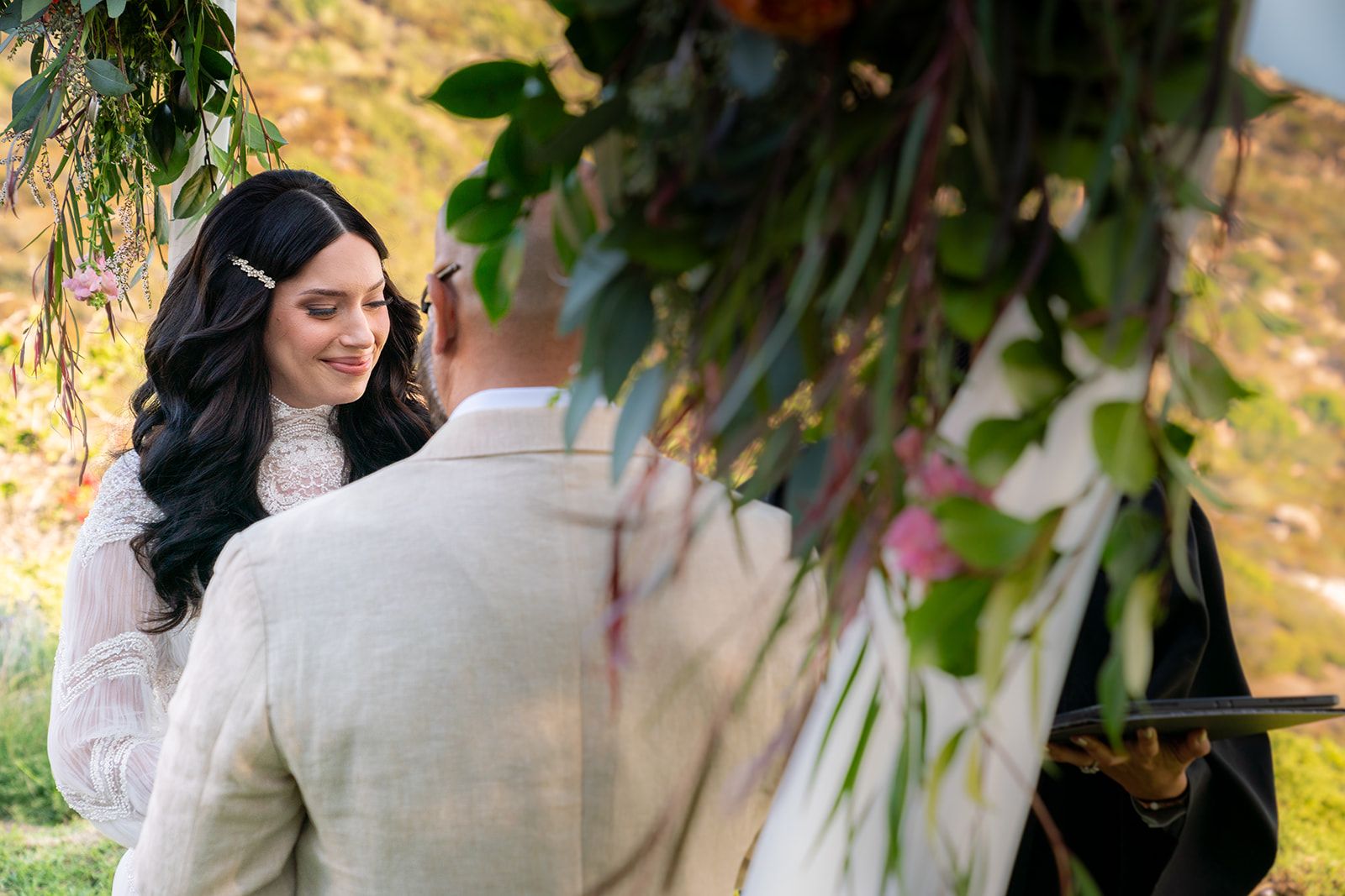 private estate micro wedding, malibu, A Private Estate Ceremony Under the Copper Arch