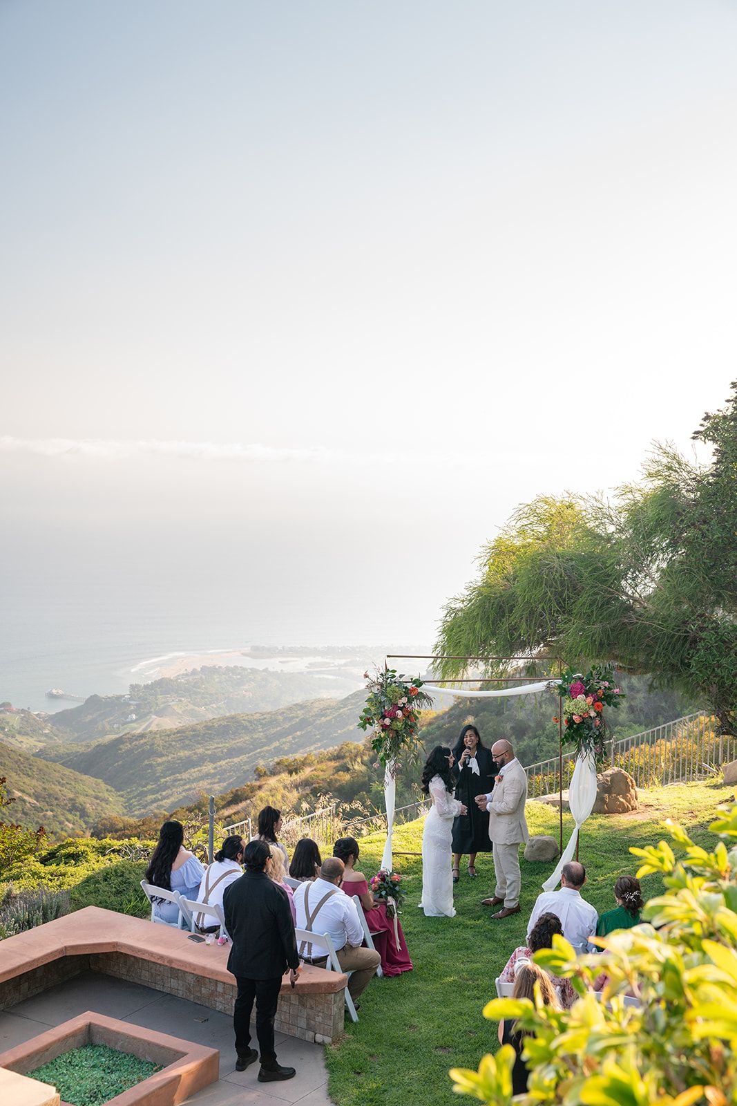 private estate micro wedding, malibu, A Private Estate Ceremony Under the Copper Arch
