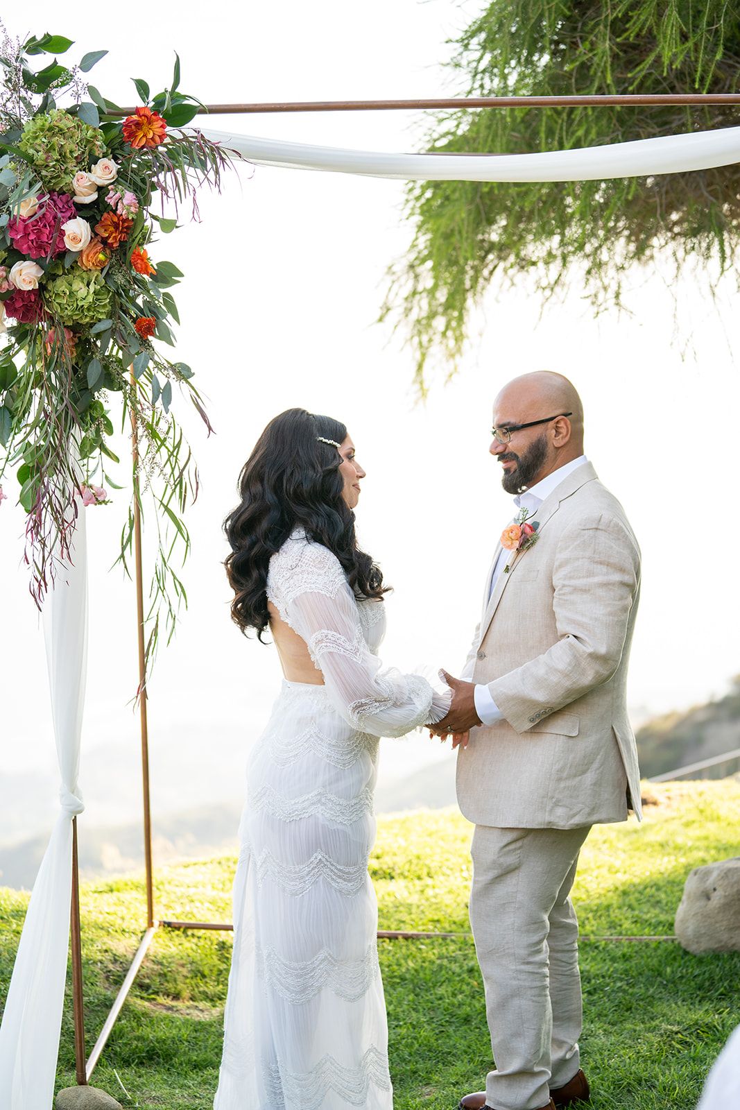 private estate micro wedding, malibu, A Private Estate Ceremony Under the Copper Arch