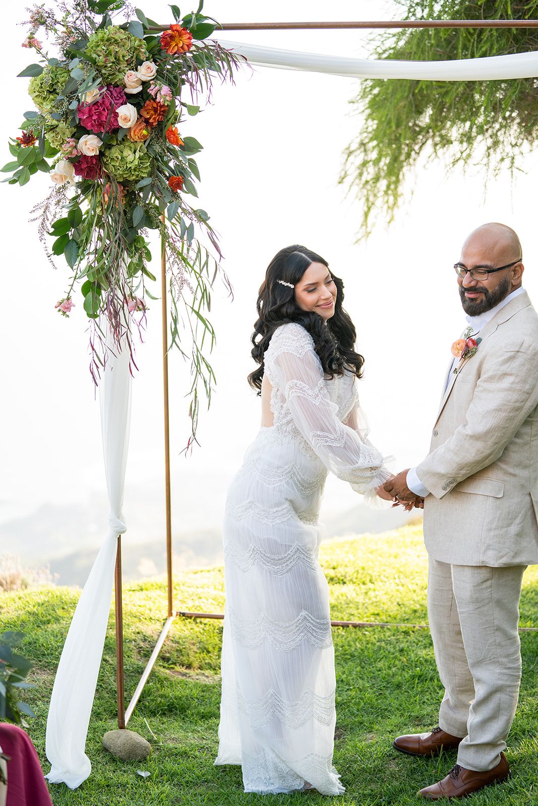 private estate micro wedding, malibu, A Private Estate Ceremony Under the Copper Arch