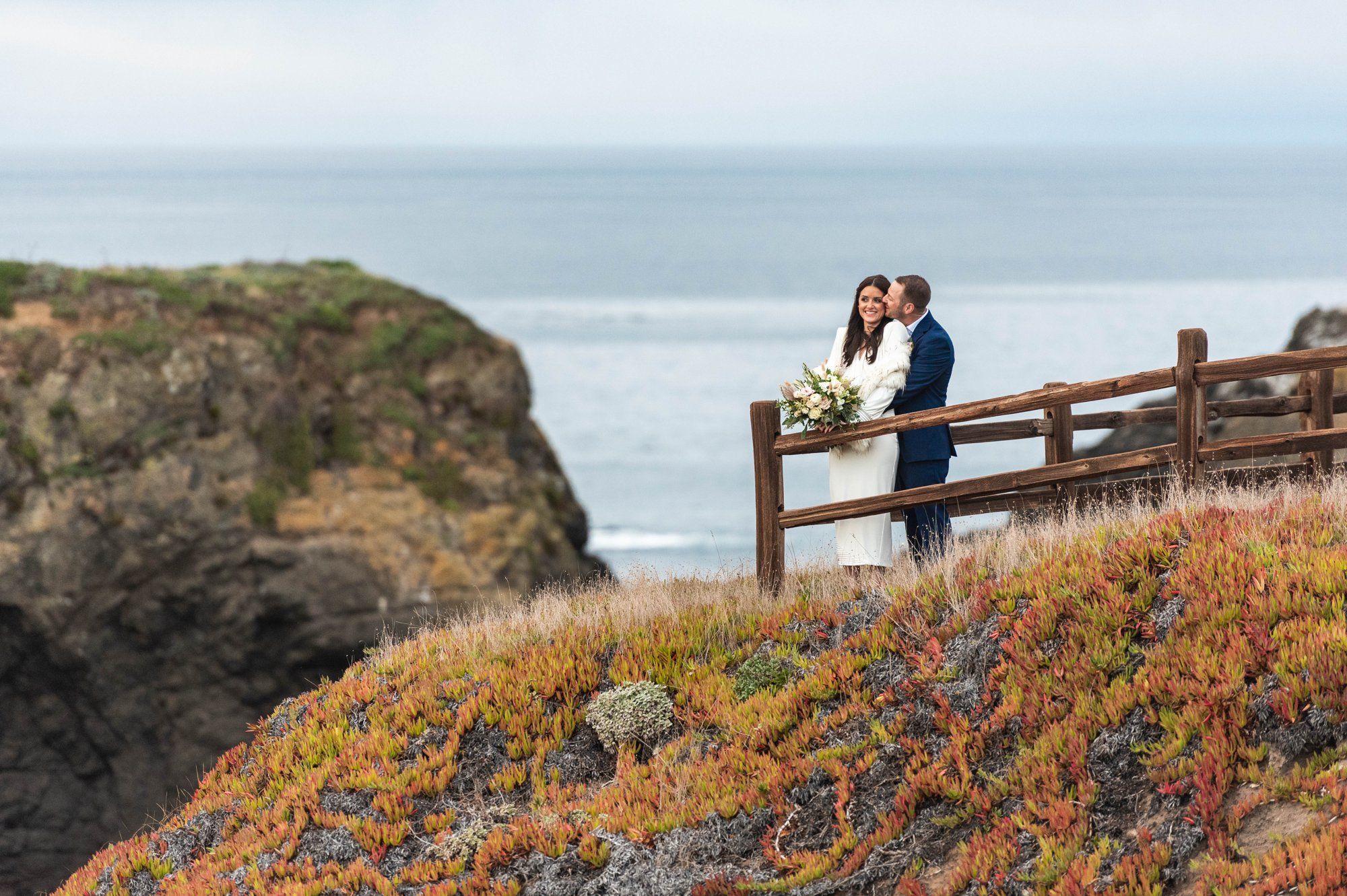 oceanfront resort micro wedding at Heritage House, Portraits Along the Heritage House Bluffs