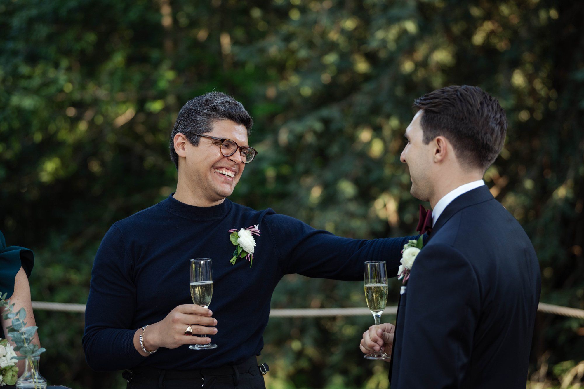 same-sex micro wedding in the russian river valley, Dinner, Toasts, and Lucky Devils Band