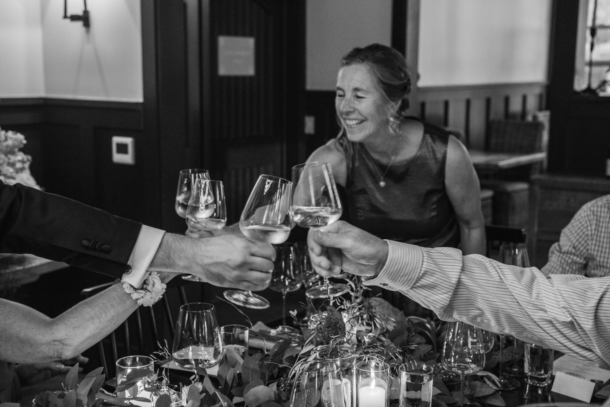 same-sex micro wedding in the russian river valley, Dinner, Toasts, and Lucky Devils Band