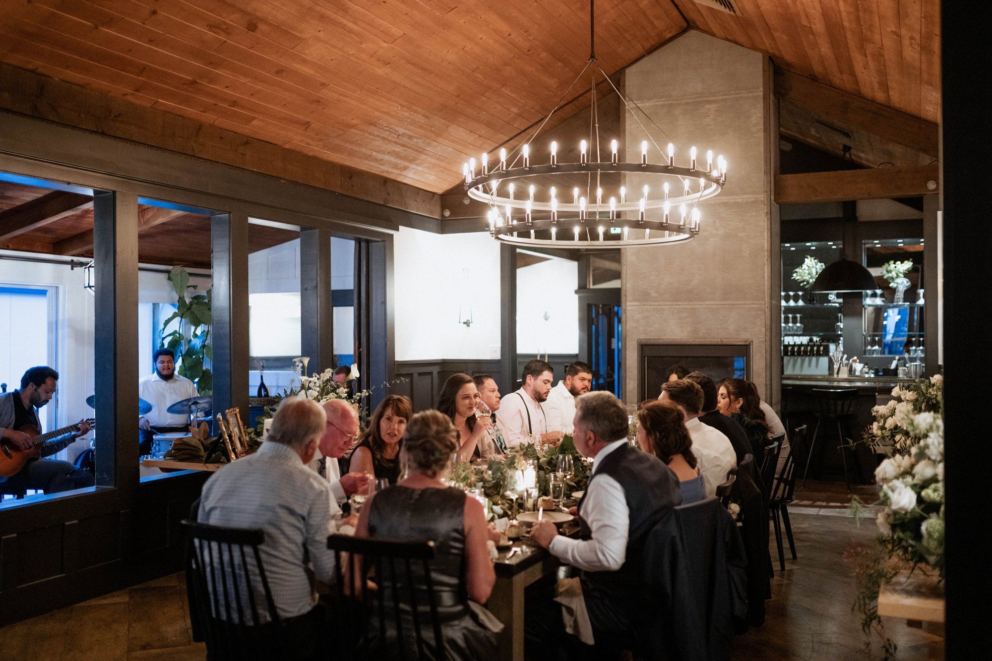 same-sex micro wedding in the russian river valley, Dinner, Toasts, and Lucky Devils Band