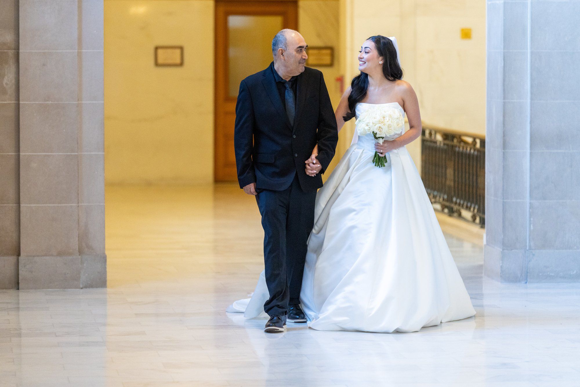 fall city hall micro wedding, The Grand Staircase at the SF City Hall Ceremony