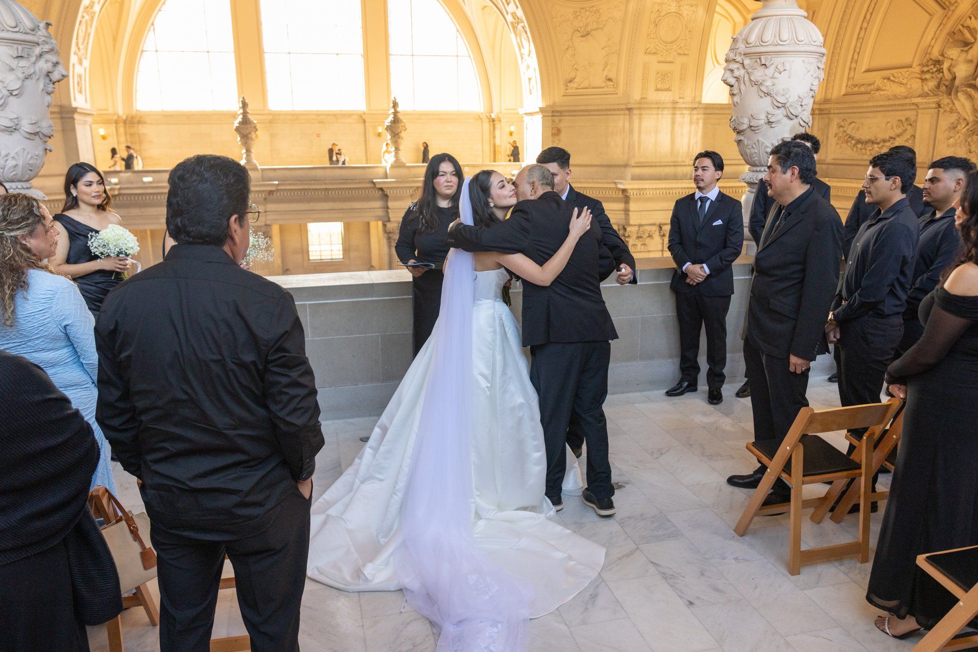 fall city hall micro wedding, The Grand Staircase at the SF City Hall Ceremony
