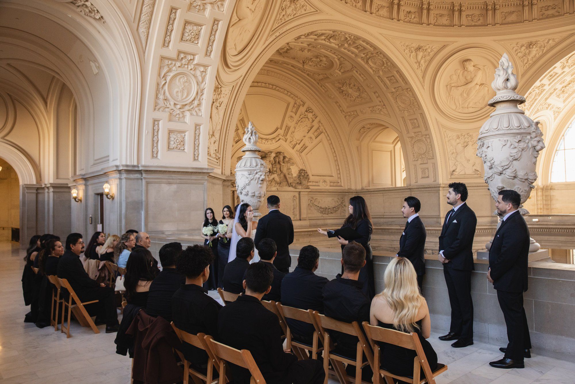 fall city hall micro wedding, The Grand Staircase at the SF City Hall Ceremony