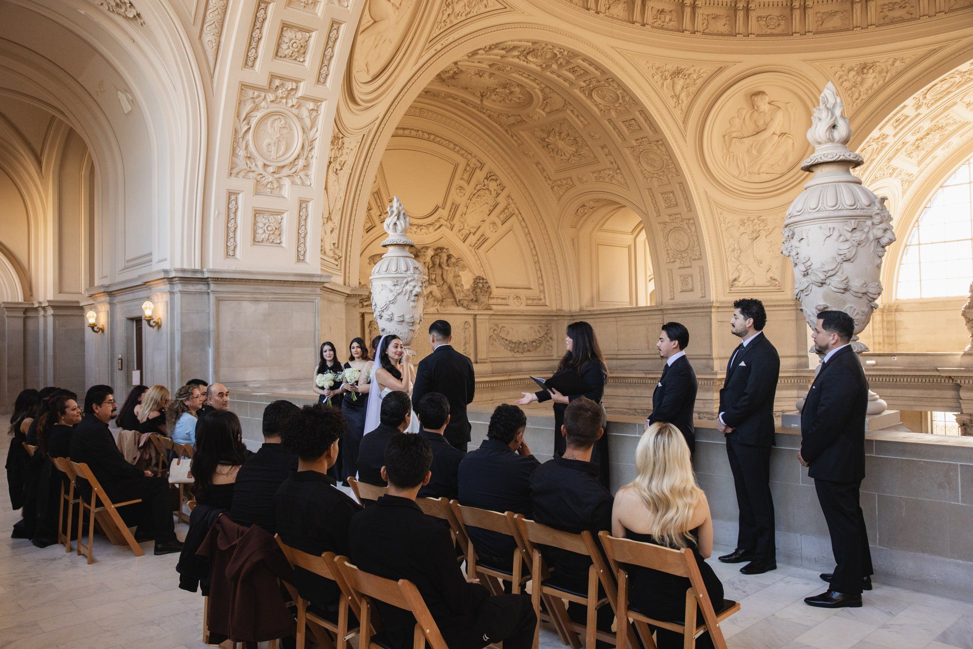 fall city hall micro wedding, The Grand Staircase at the SF City Hall Ceremony