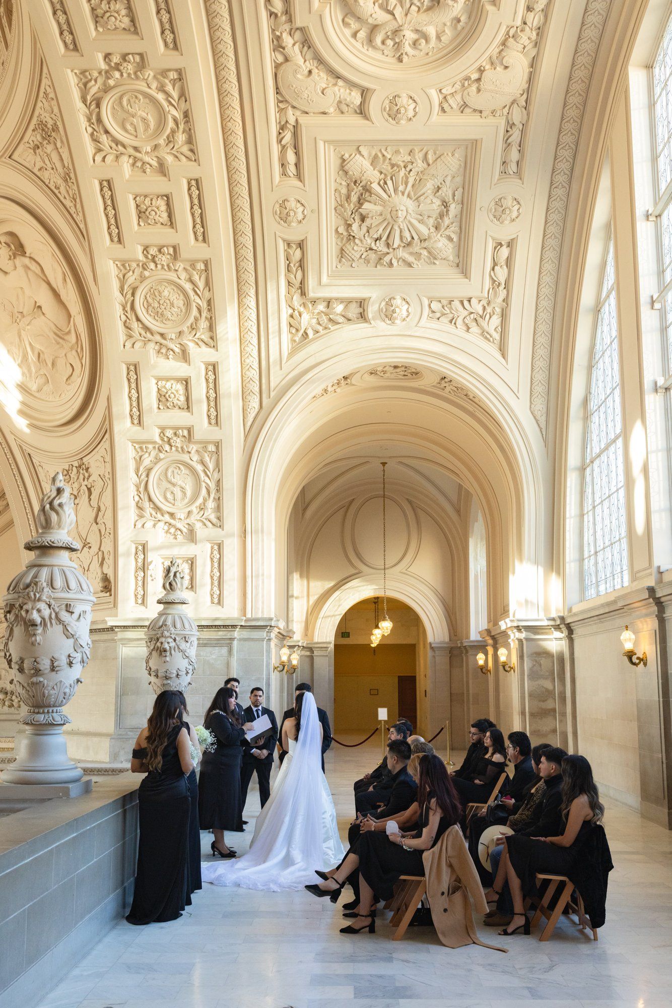fall city hall micro wedding, The Grand Staircase at the SF City Hall Ceremony