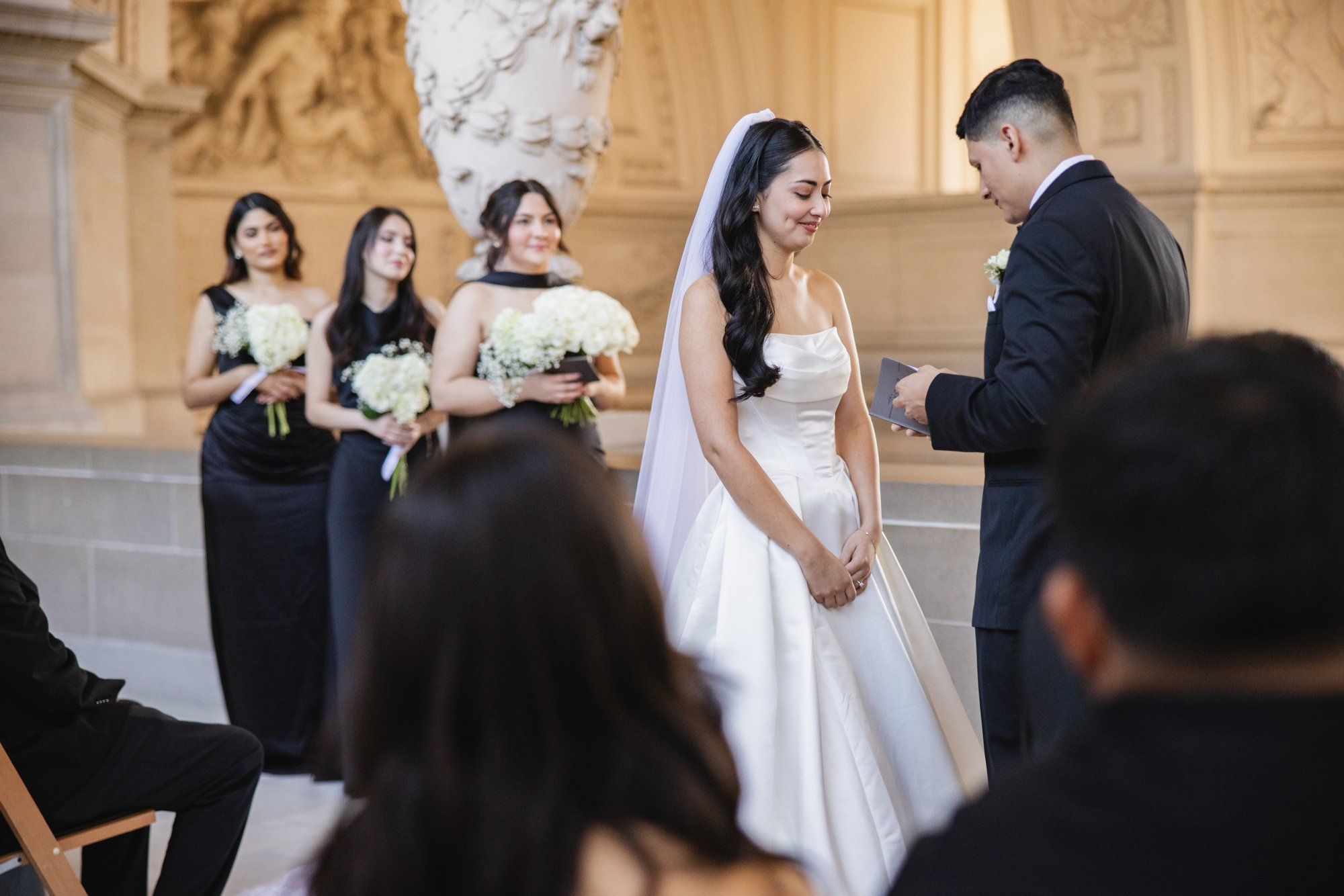 fall city hall micro wedding, The Grand Staircase at the SF City Hall Ceremony