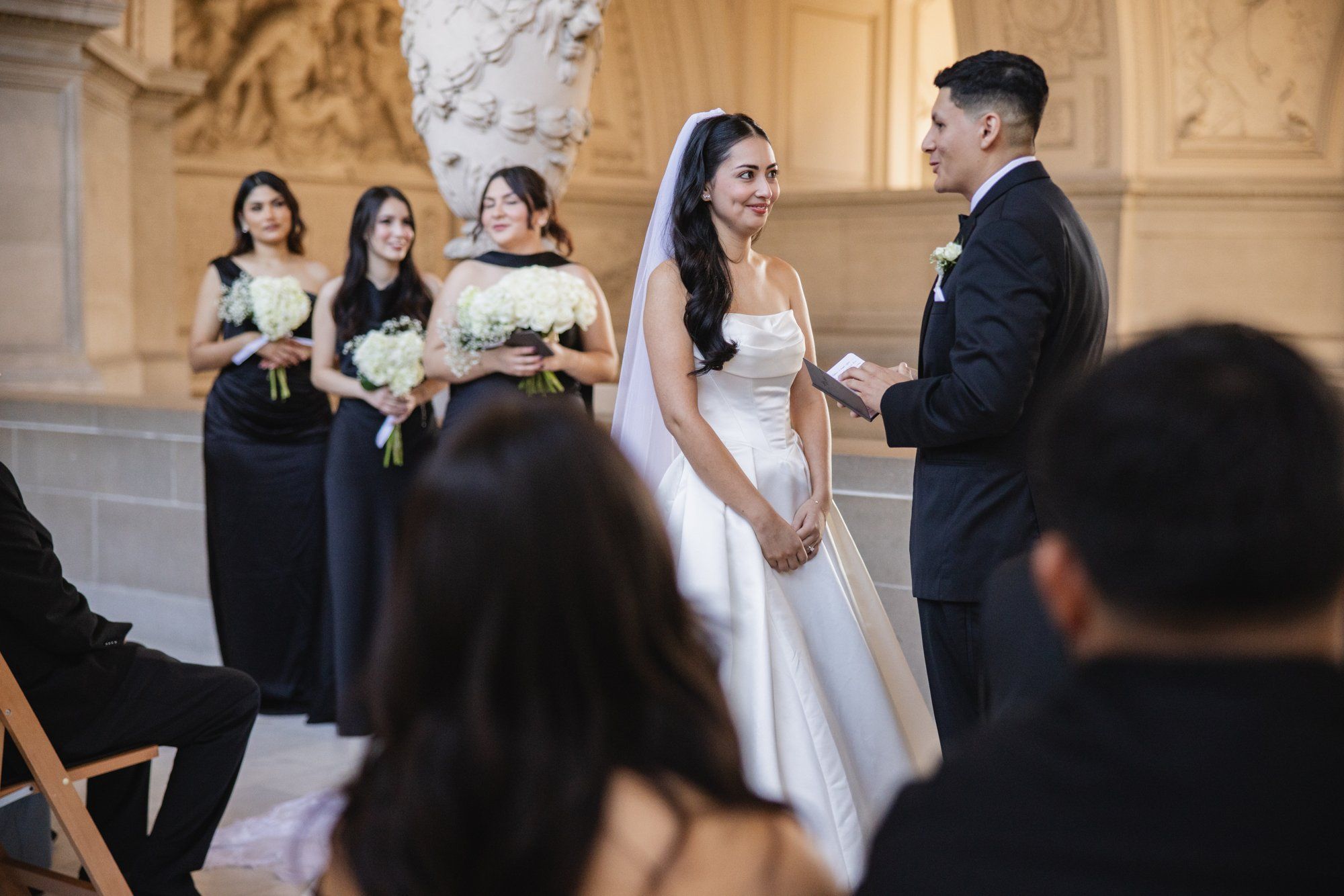 fall city hall micro wedding, The Grand Staircase at the SF City Hall Ceremony