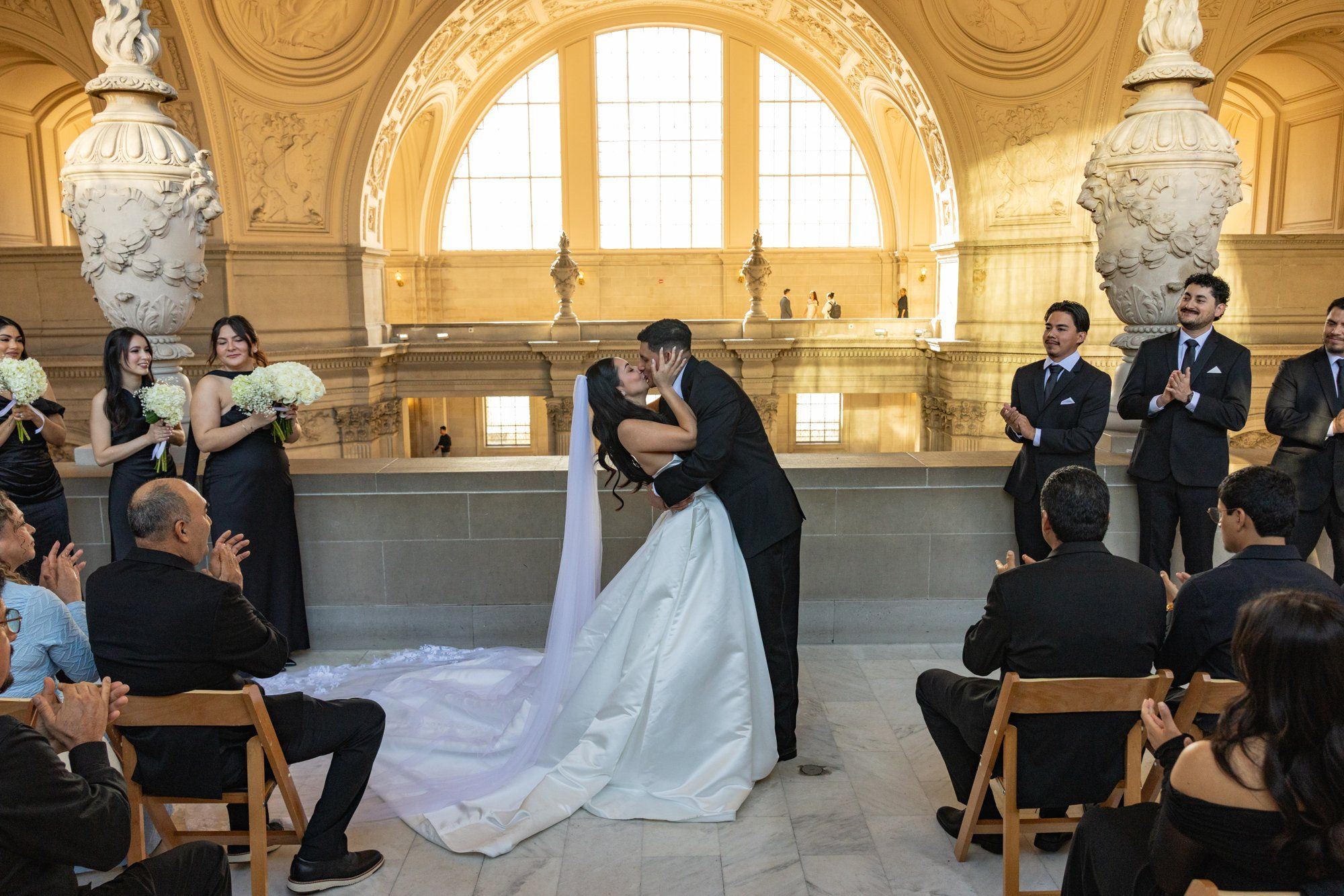 fall city hall micro wedding, The Grand Staircase at the SF City Hall Ceremony