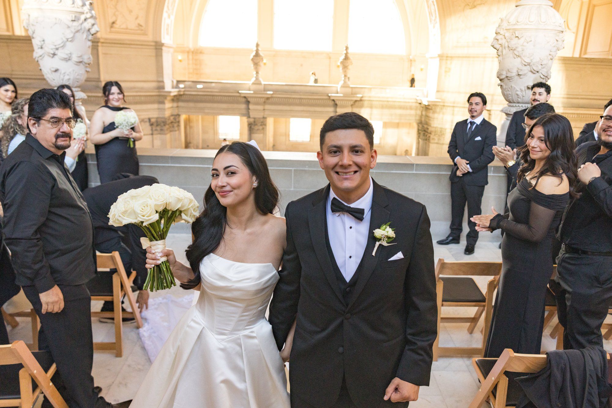 fall city hall micro wedding, The Grand Staircase at the SF City Hall Ceremony