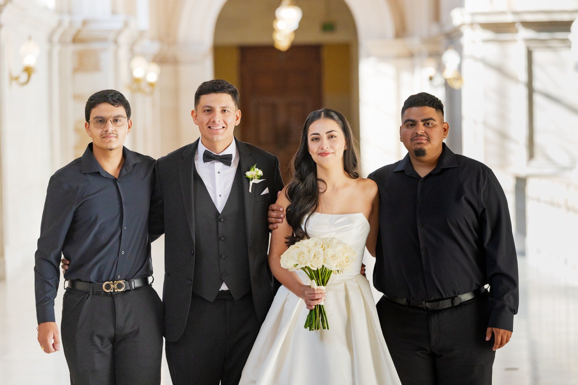 fall city hall micro wedding, Portraits Through the Autumn City Hall Wedding Halls