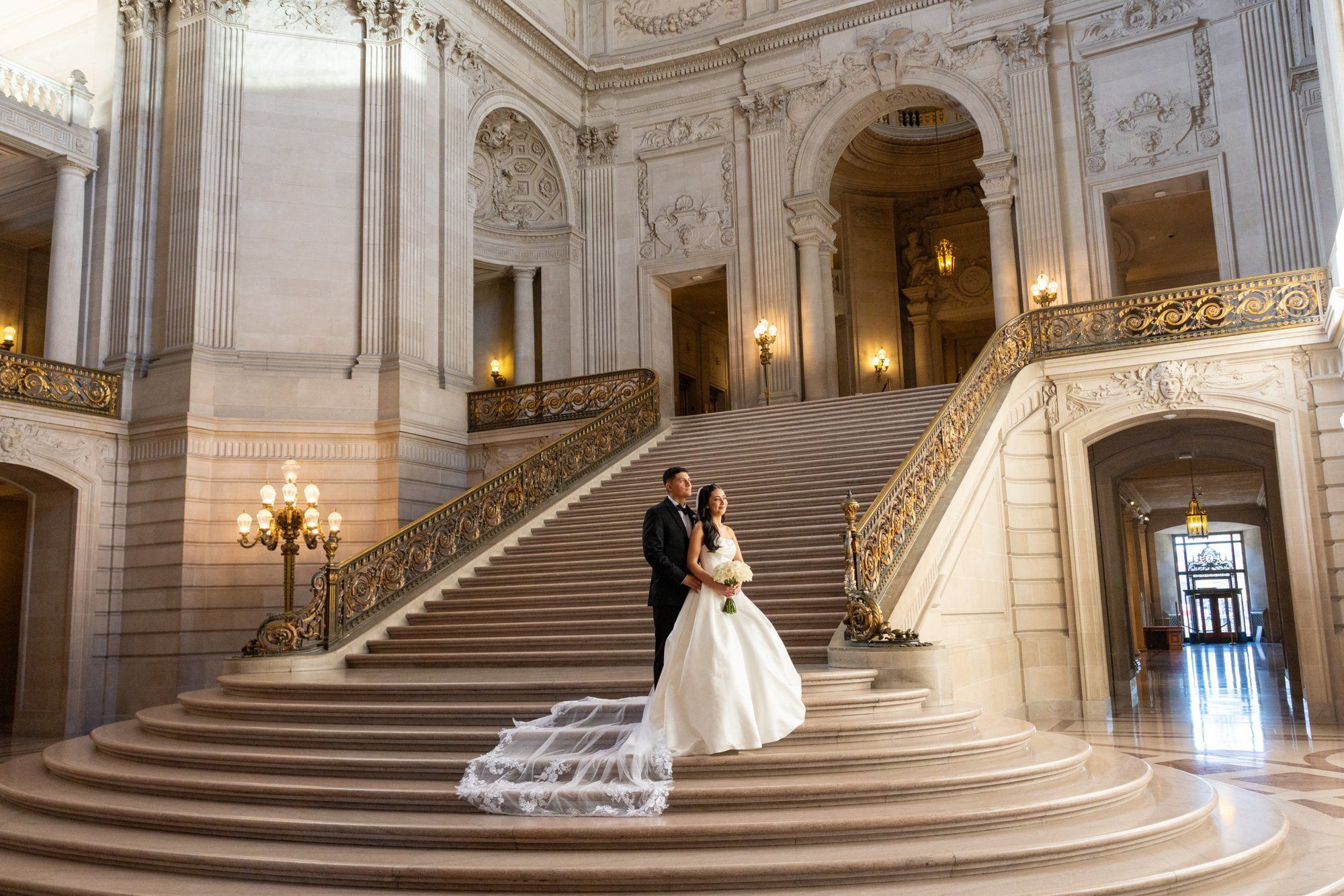 fall city hall micro wedding, Portraits Through the Autumn City Hall Wedding Halls
