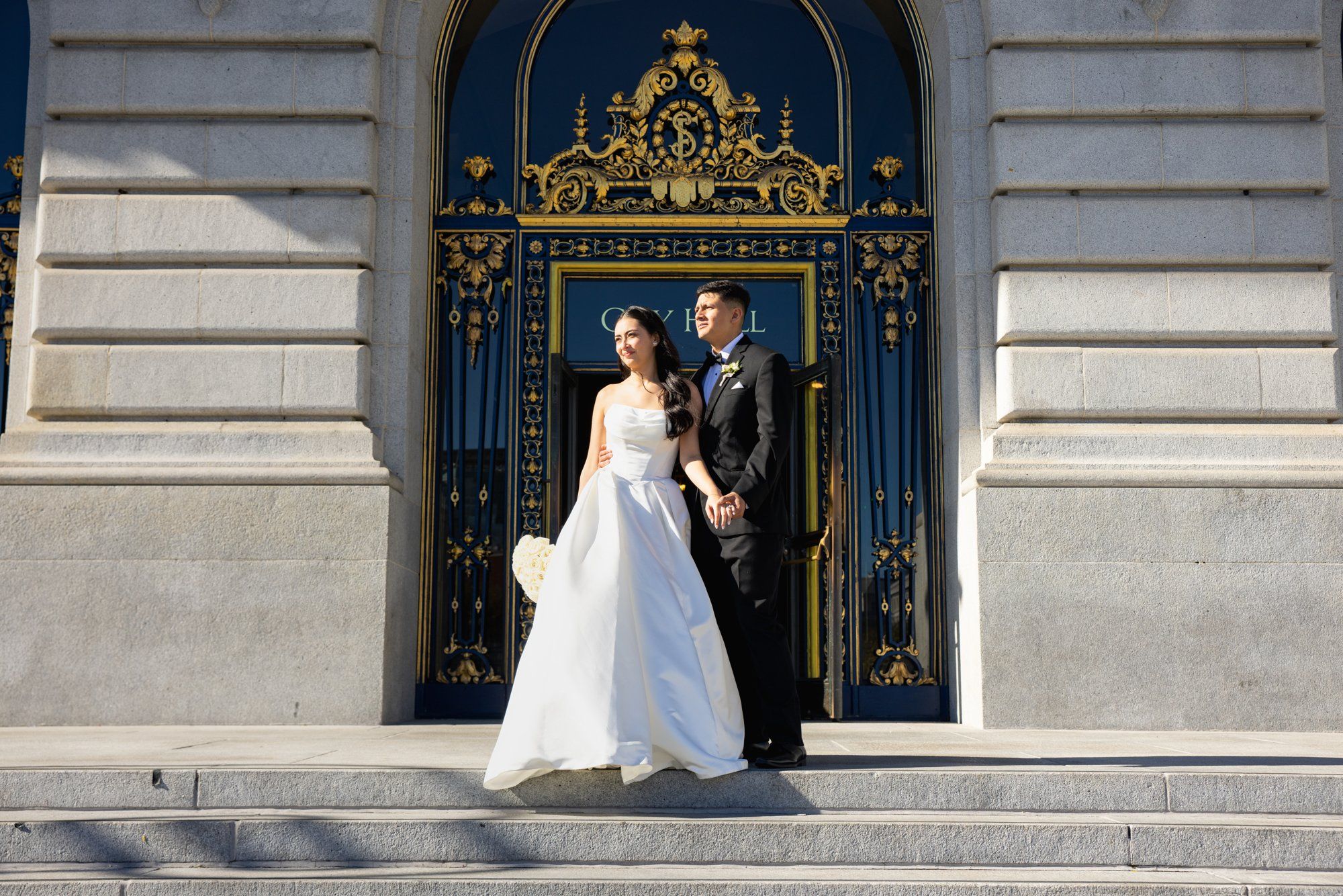 fall city hall micro wedding, The Grand Staircase at the SF City Hall Ceremony