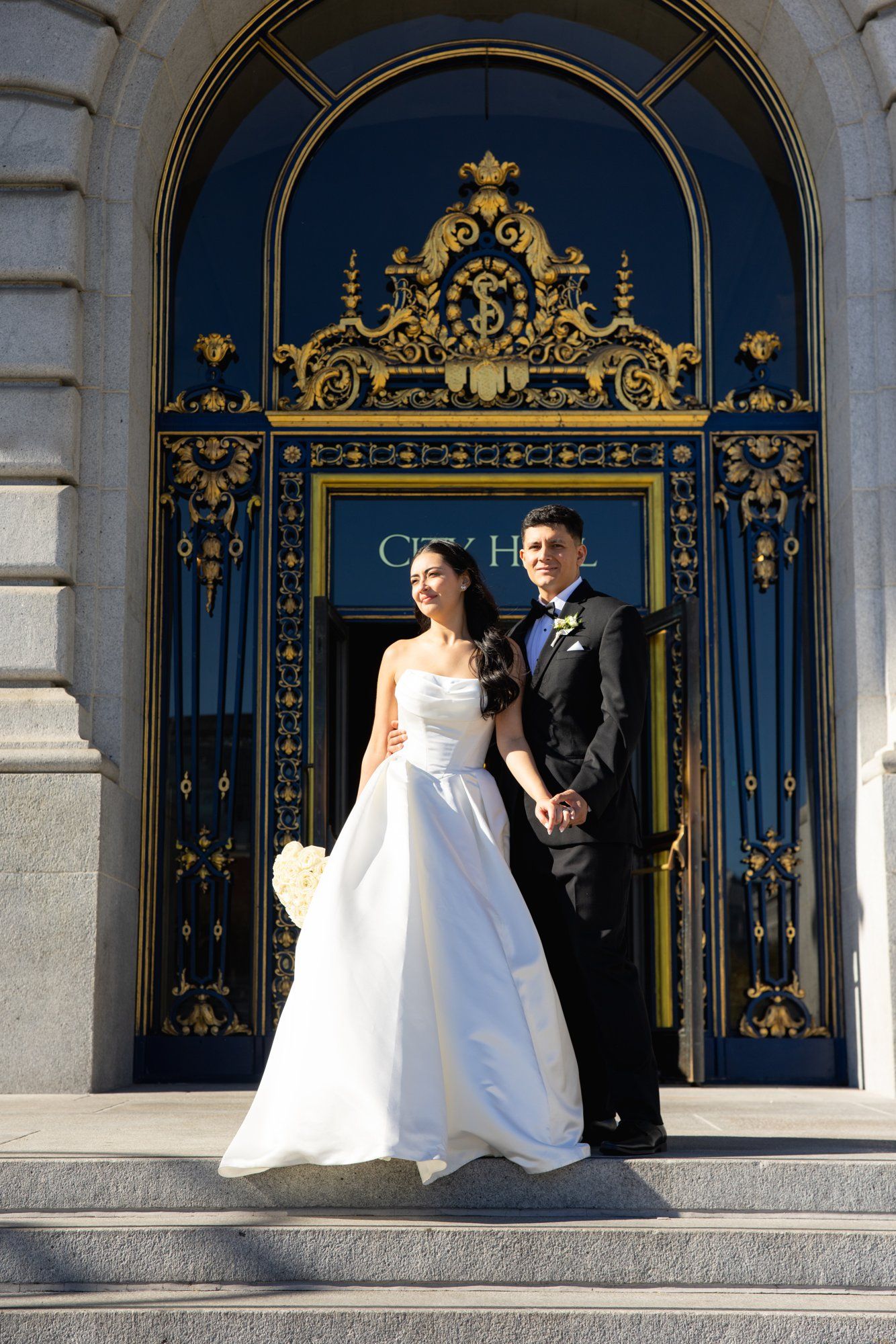 fall city hall micro wedding, The Grand Staircase at the SF City Hall Ceremony