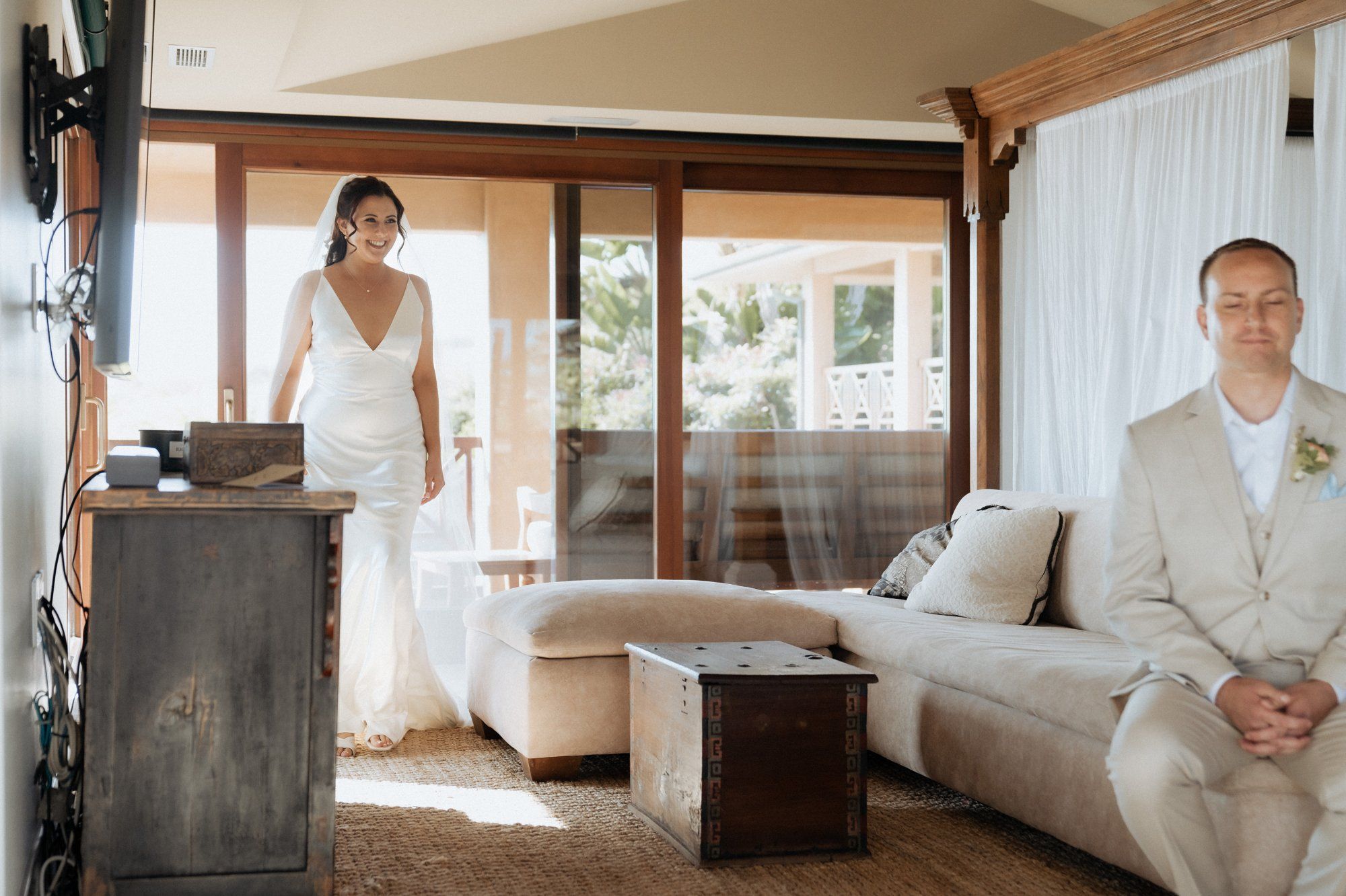 private hillside residence wedding in socal, A Live-Painter Ceremony in the Hillside Garden