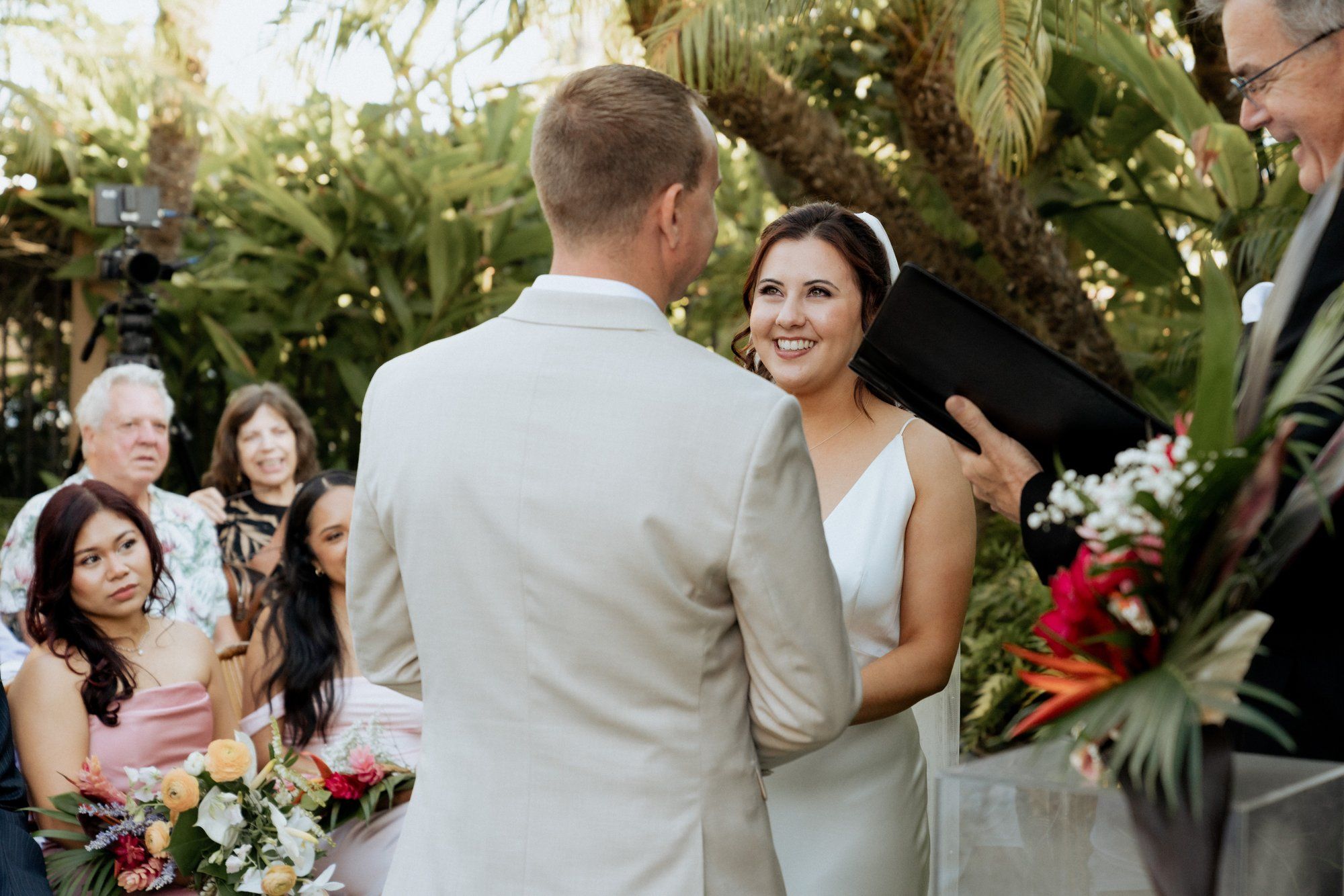 private hillside residence wedding in socal, A Live-Painter Ceremony in the Hillside Garden
