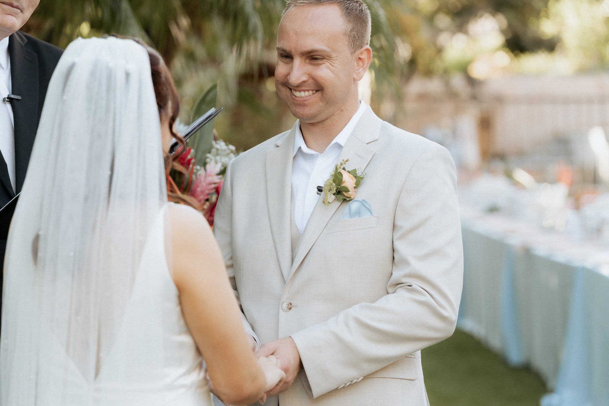 private hillside residence wedding in socal, A Live-Painter Ceremony in the Hillside Garden