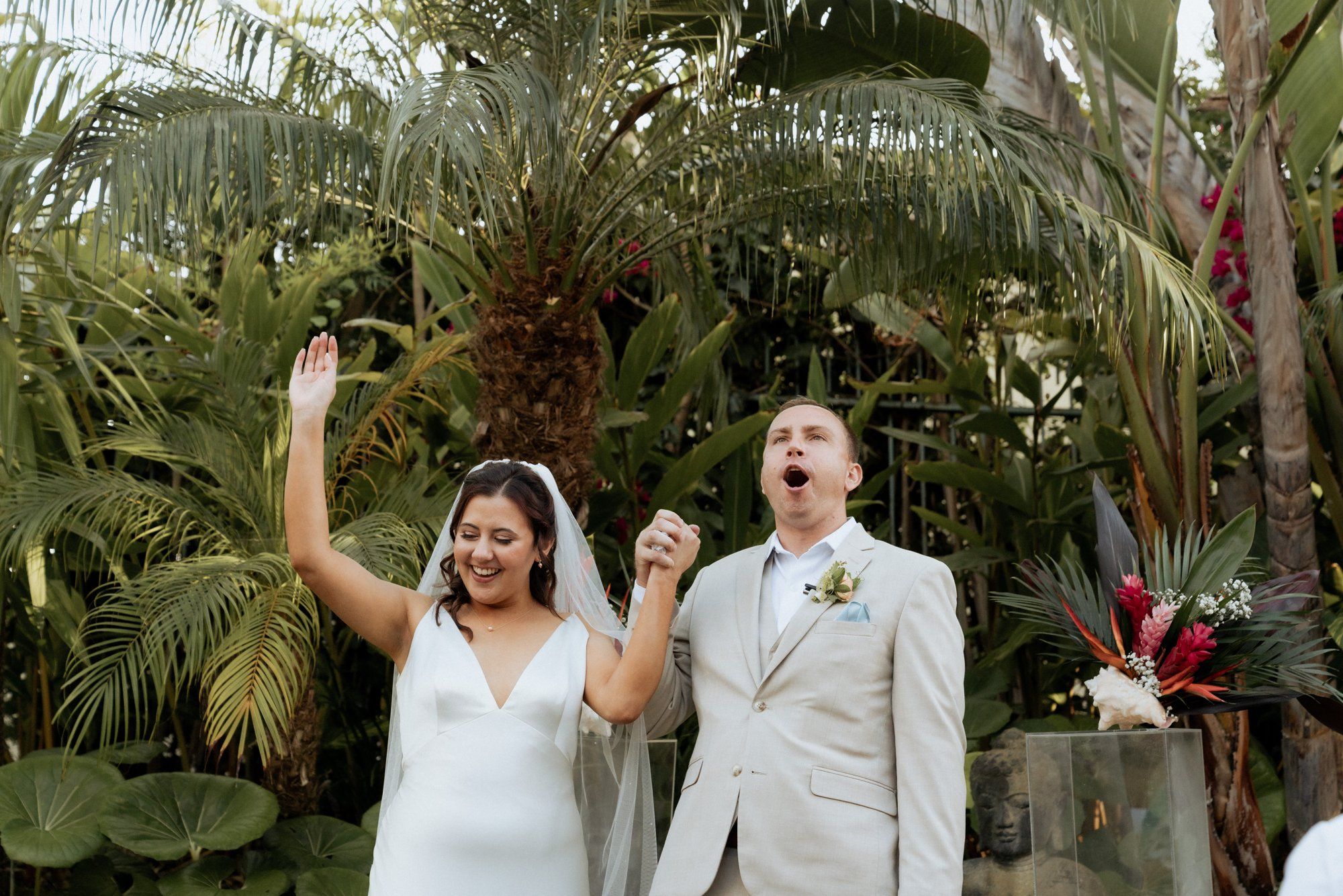 private hillside residence wedding in socal, A Live-Painter Ceremony in the Hillside Garden