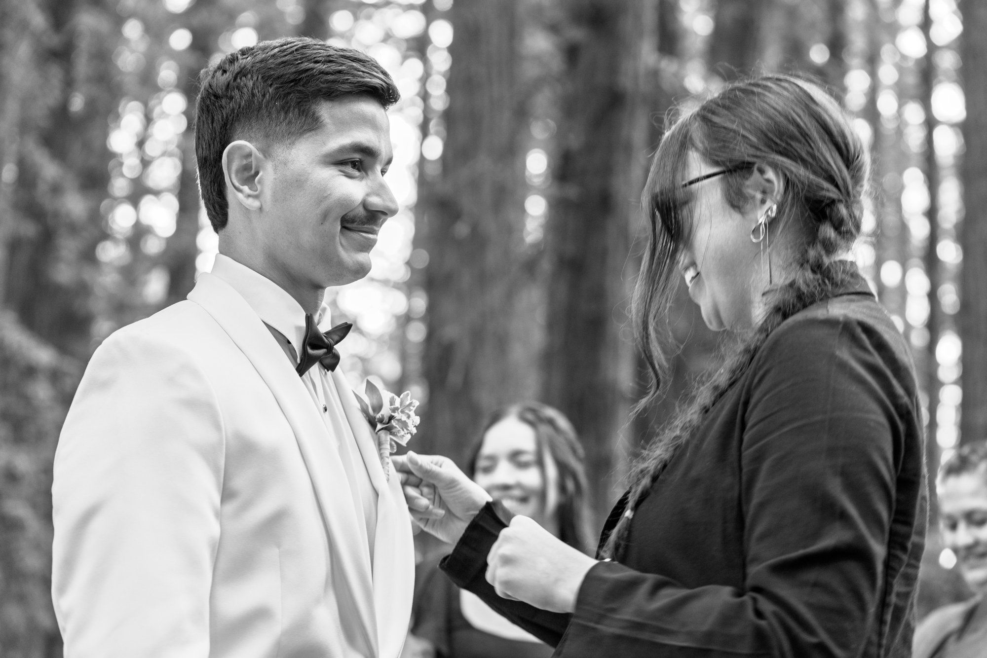 redwoods park ceremony + sf waterfront steak dinner, Getting Ready for the Redwoods Park Ceremony