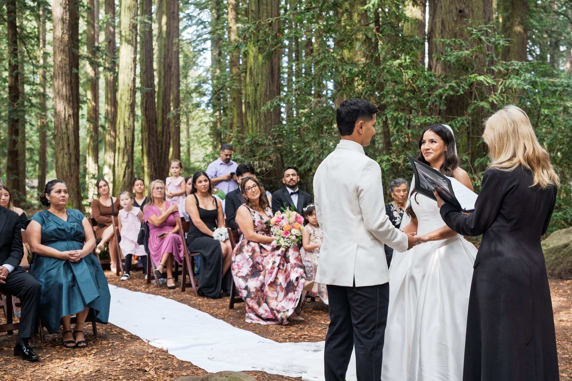 redwoods park ceremony + sf waterfront steak dinner, Vows Under the Redwoods at Roberts Regional Park