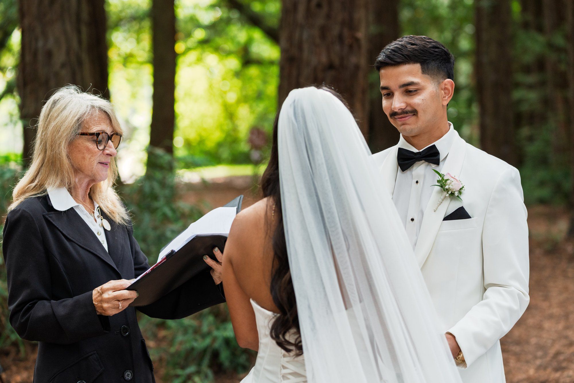 redwoods park ceremony + sf waterfront steak dinner, Vows Under the Redwoods at Roberts Regional Park