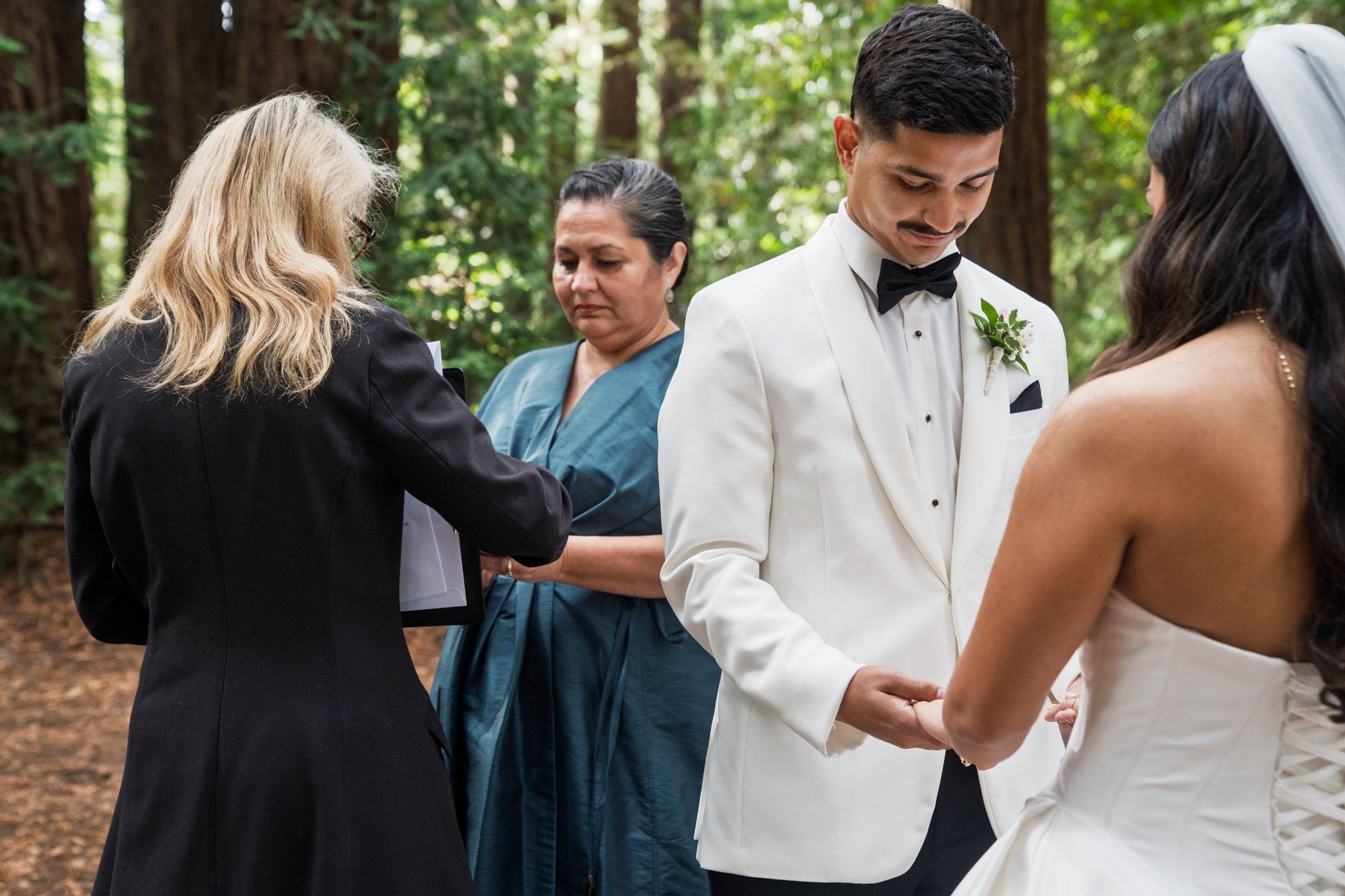 redwoods park ceremony + sf waterfront steak dinner, Vows Under the Redwoods at Roberts Regional Park