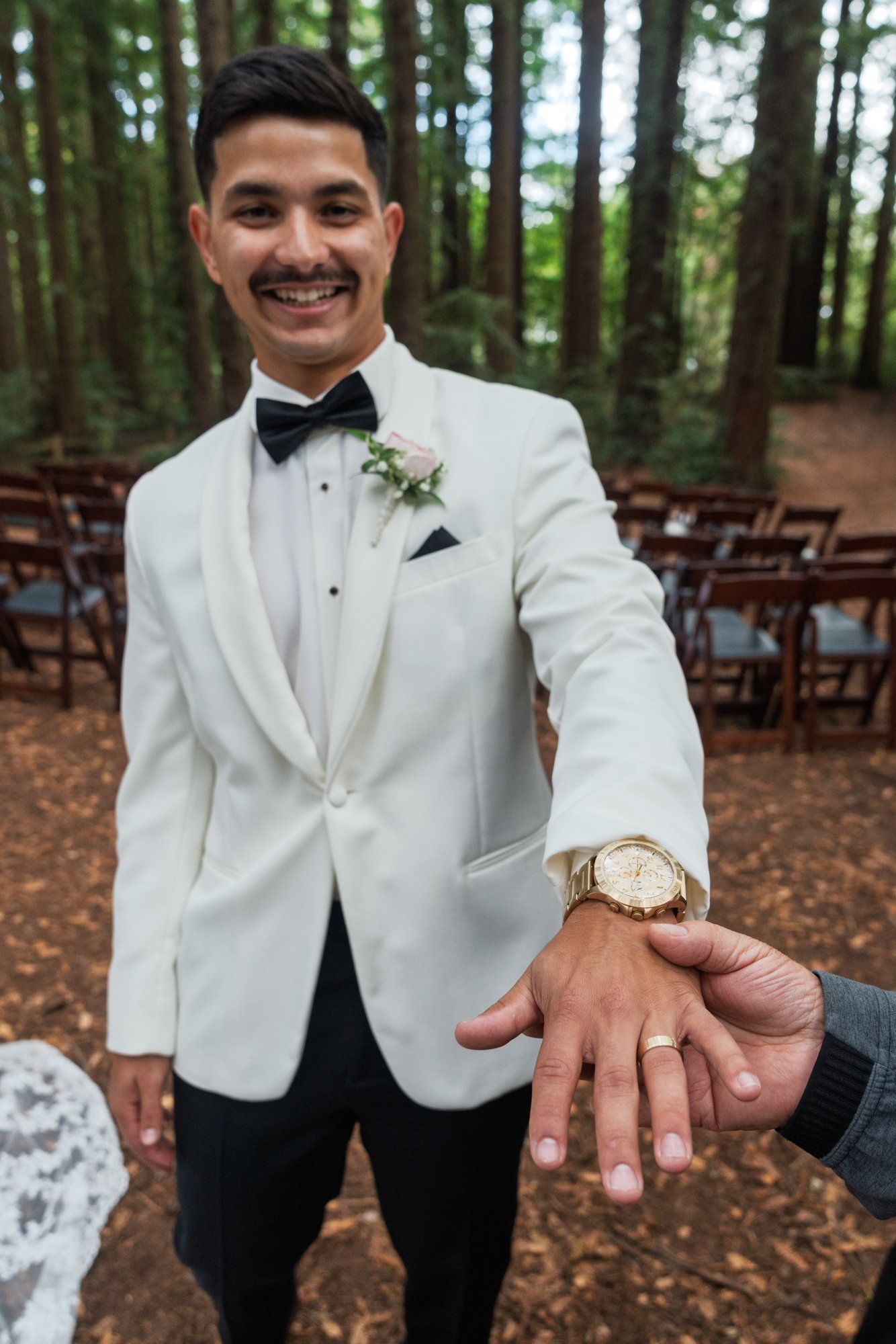 redwoods park ceremony + sf waterfront steak dinner, Vows Under the Redwoods at Roberts Regional Park