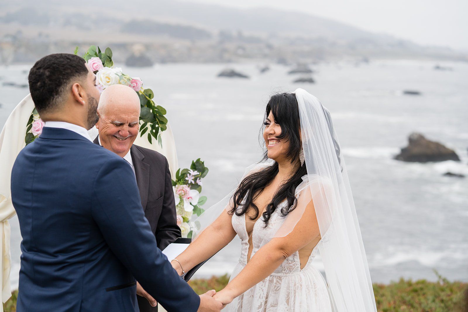 cliffside elopement at duncan's cove, bodega bay, The Ocean-Cliff Ceremony at Duncan's Cove