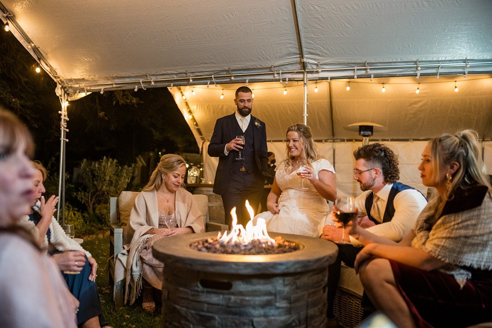 ranch micro wedding at beltane ranch, The Farm Table, the Toasts, and the Firepit at Beltane Ranch