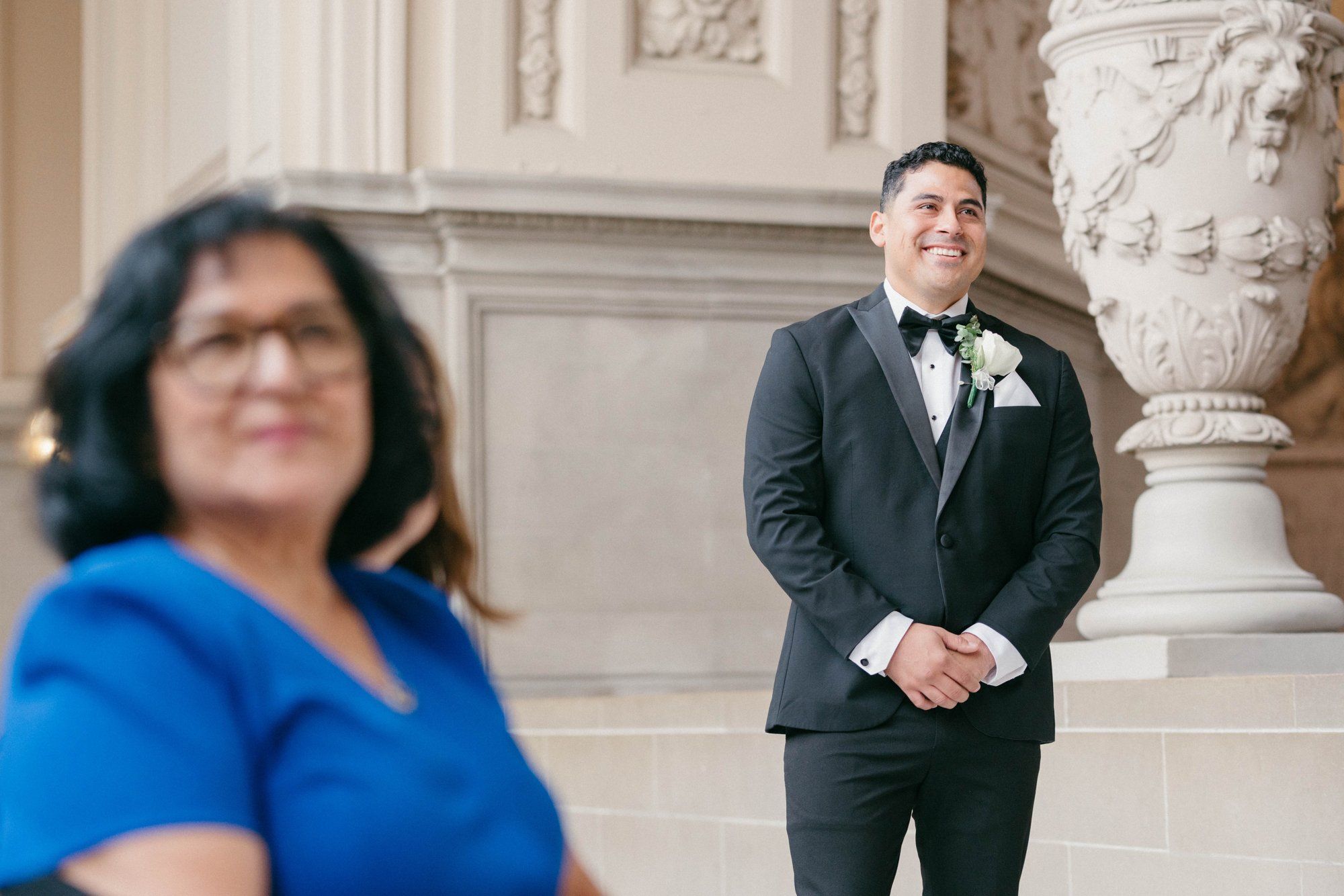 classic city hall micro wedding, grand staircase, Vows on the Grand Staircase, an SF City Hall Staircase Wedding
