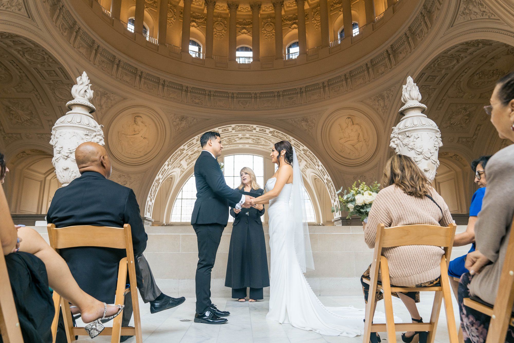 classic city hall micro wedding, grand staircase, Vows on the Grand Staircase, an SF City Hall Staircase Wedding
