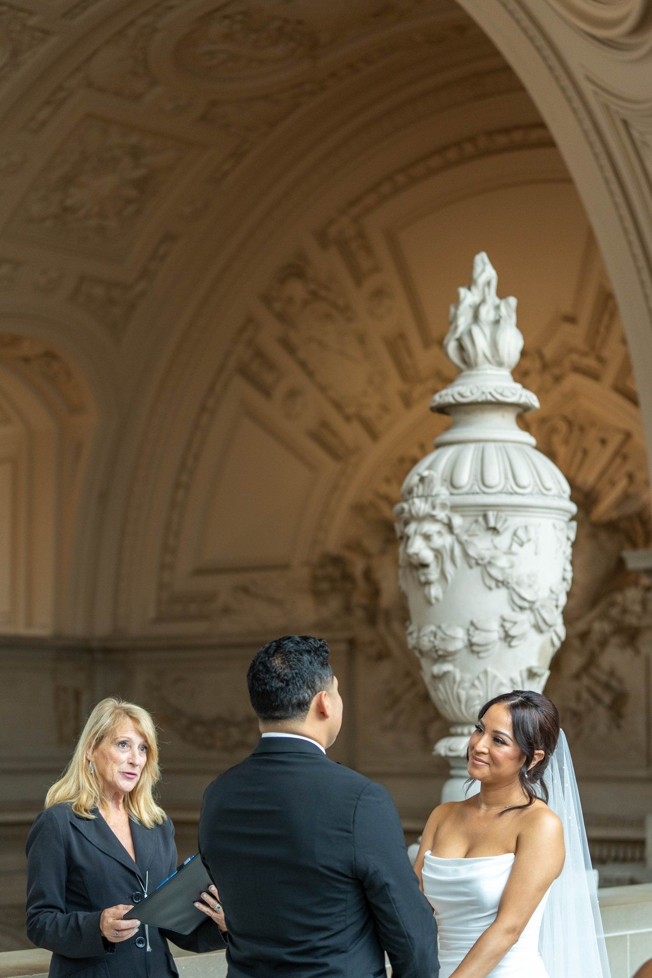 classic city hall micro wedding, grand staircase, Vows on the Grand Staircase, an SF City Hall Staircase Wedding